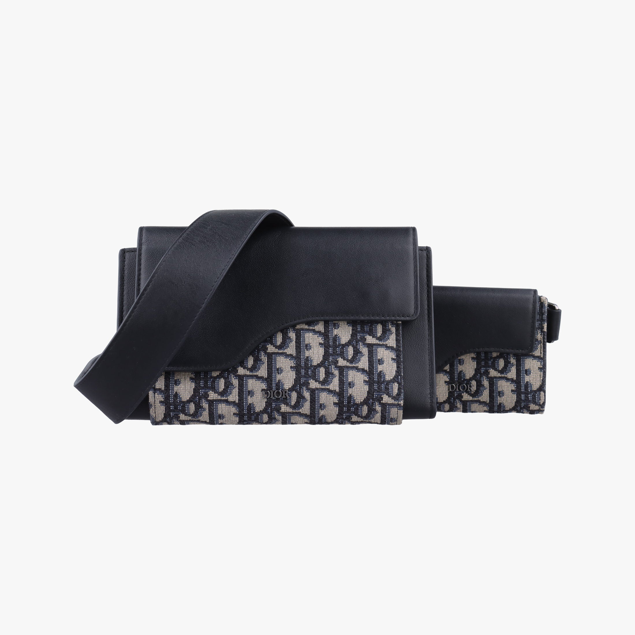 Pre-owned Christian Dior Oblique Saddle Navy×Black Jacquard×Leather  shoulderbag | stylenewstar