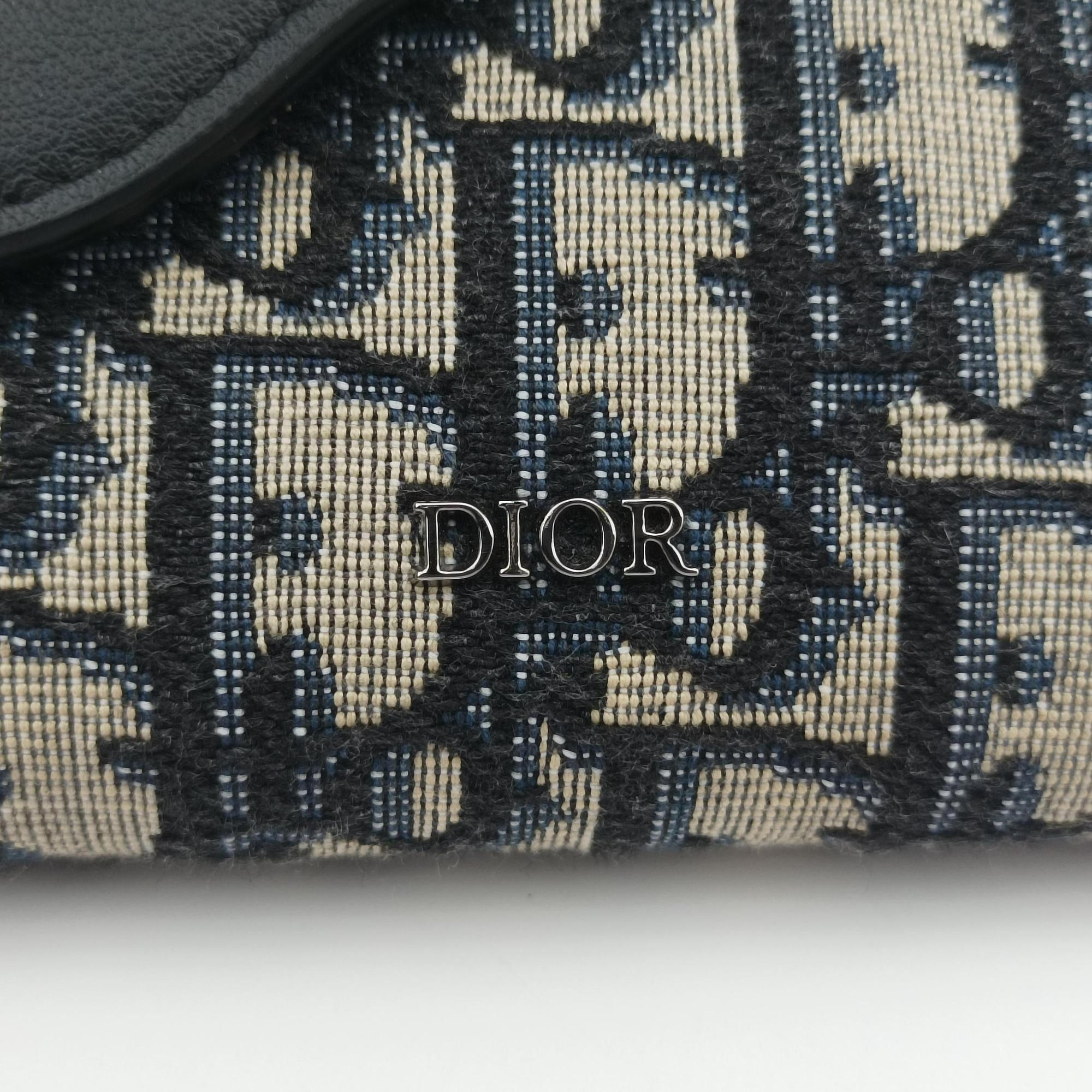 Pre-owned Christian Dior Oblique Saddle Navy×Black Jacquard×Leather  shoulderbag | stylenewstar