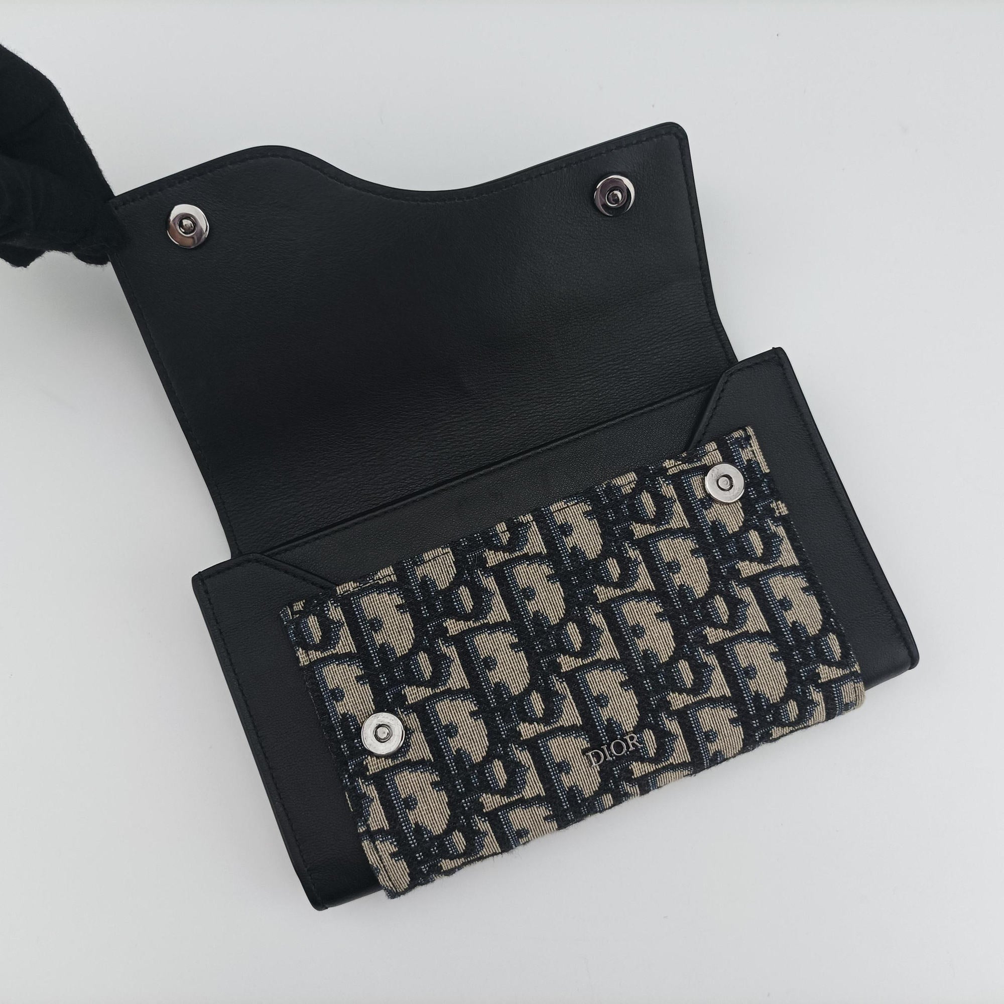 Pre-owned Christian Dior Oblique Saddle Navy×Black Jacquard×Leather  shoulderbag | stylenewstar