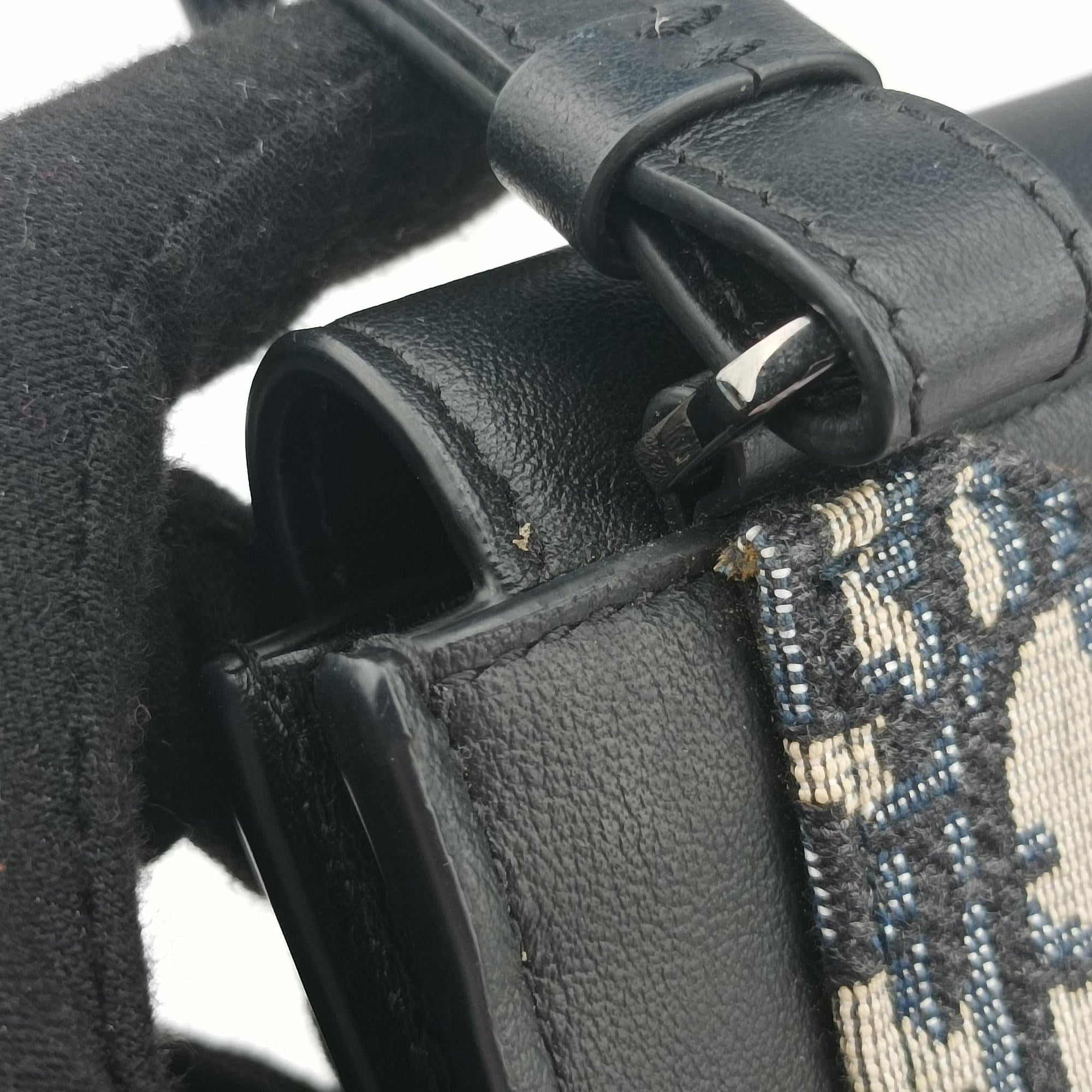 Pre-owned Christian Dior Oblique Saddle Navy×Black Jacquard×Leather  shoulderbag | stylenewstar