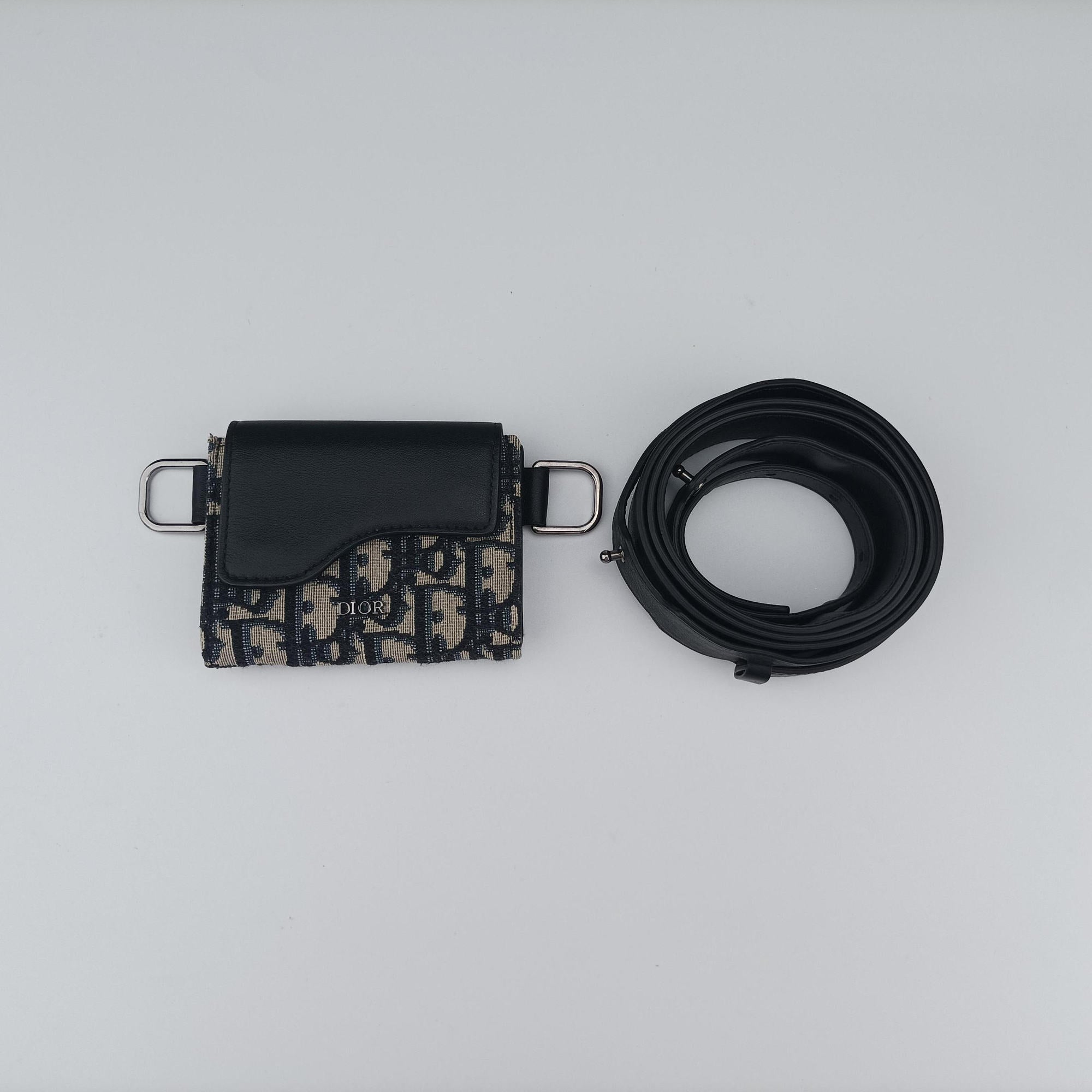 Pre-owned Christian Dior Oblique Saddle Navy×Black Jacquard×Leather  shoulderbag | stylenewstar