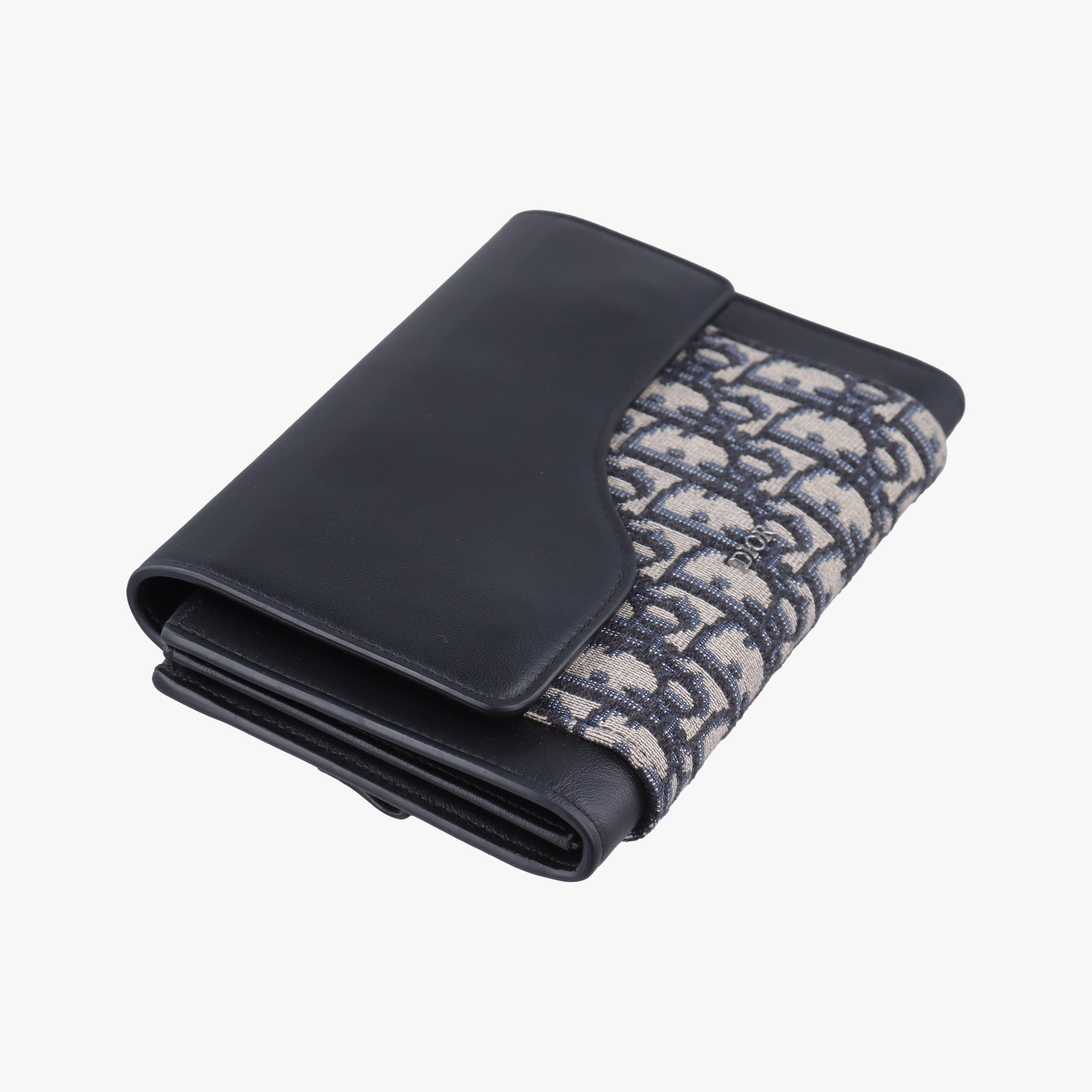 Pre-owned Christian Dior Oblique Saddle Navy×Black Jacquard×Leather  shoulderbag | stylenewstar