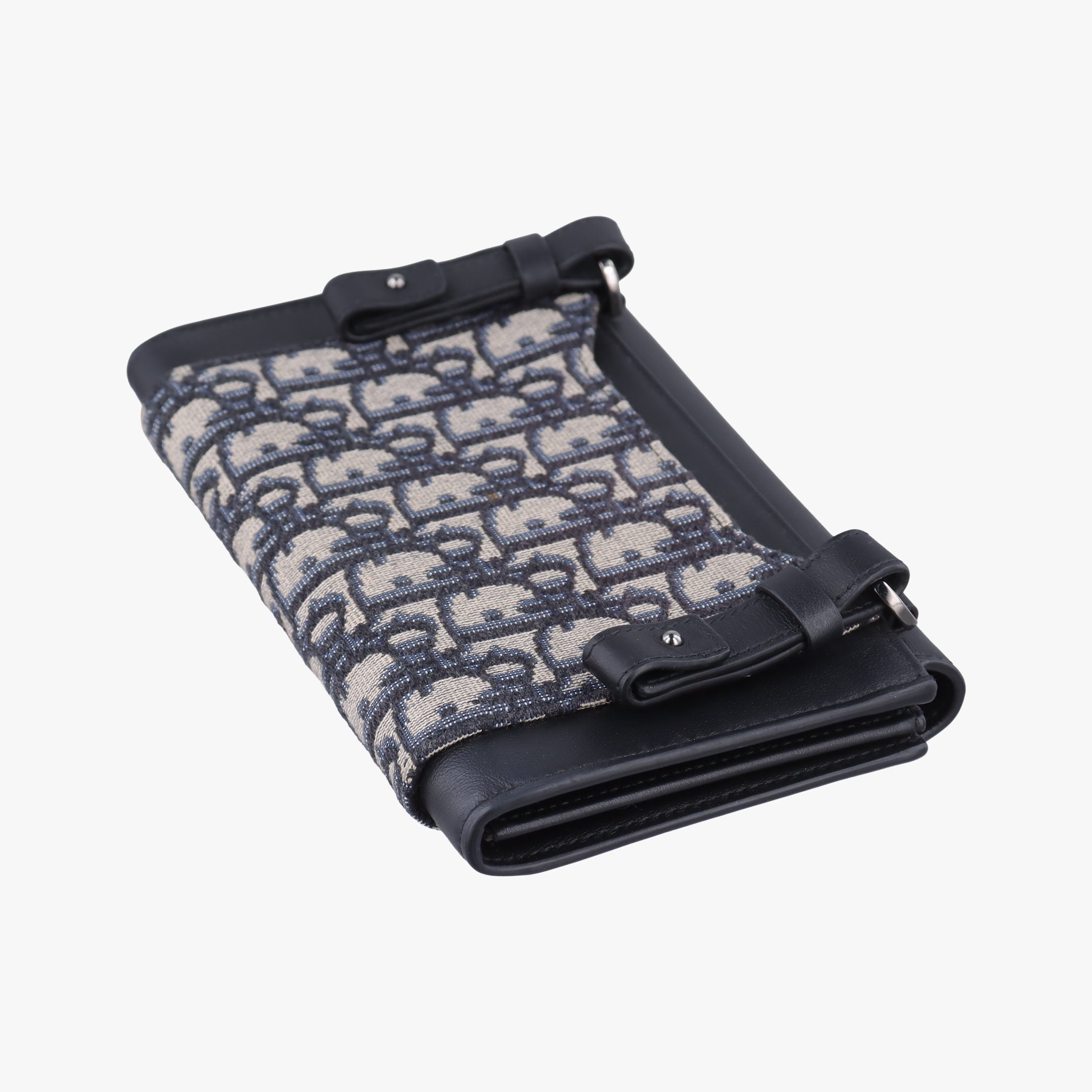 Pre-owned Christian Dior Oblique Saddle Navy×Black Jacquard×Leather  shoulderbag | stylenewstar