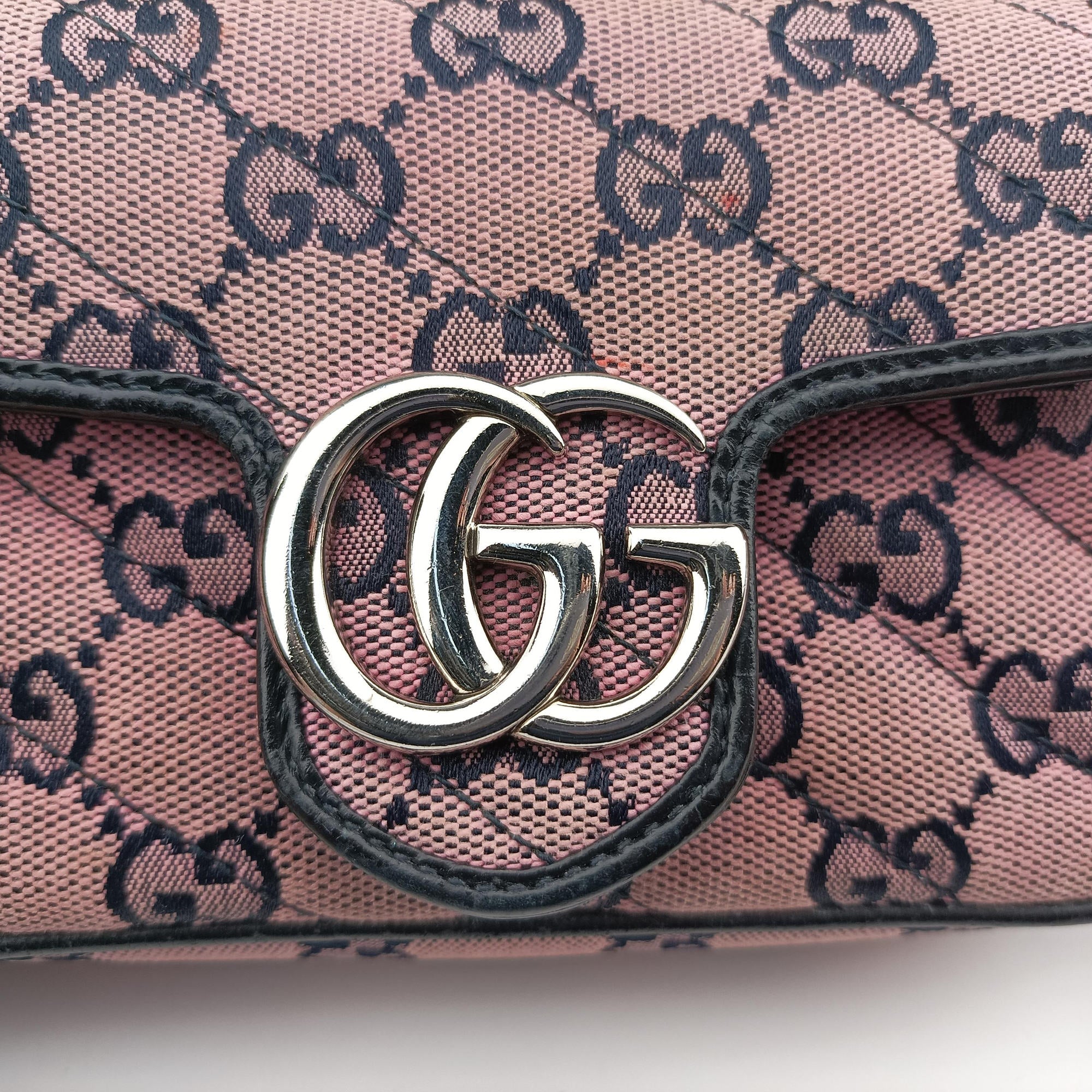 Pre-owned Gucci GG Marmont Pink canvas 476433 shoulderbag | stylenewstar