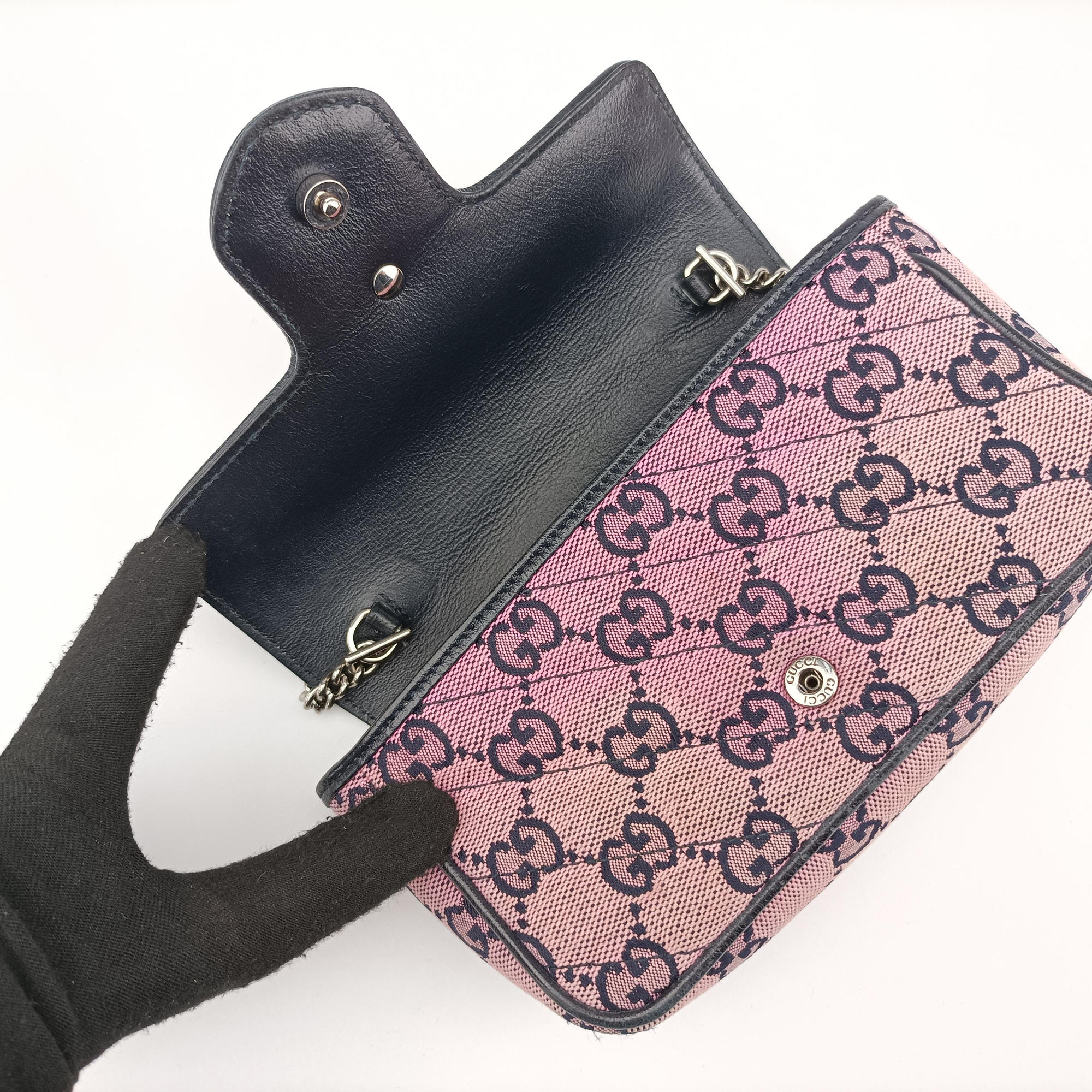 Pre-owned Gucci GG Marmont Pink canvas 476433 shoulderbag | stylenewstar