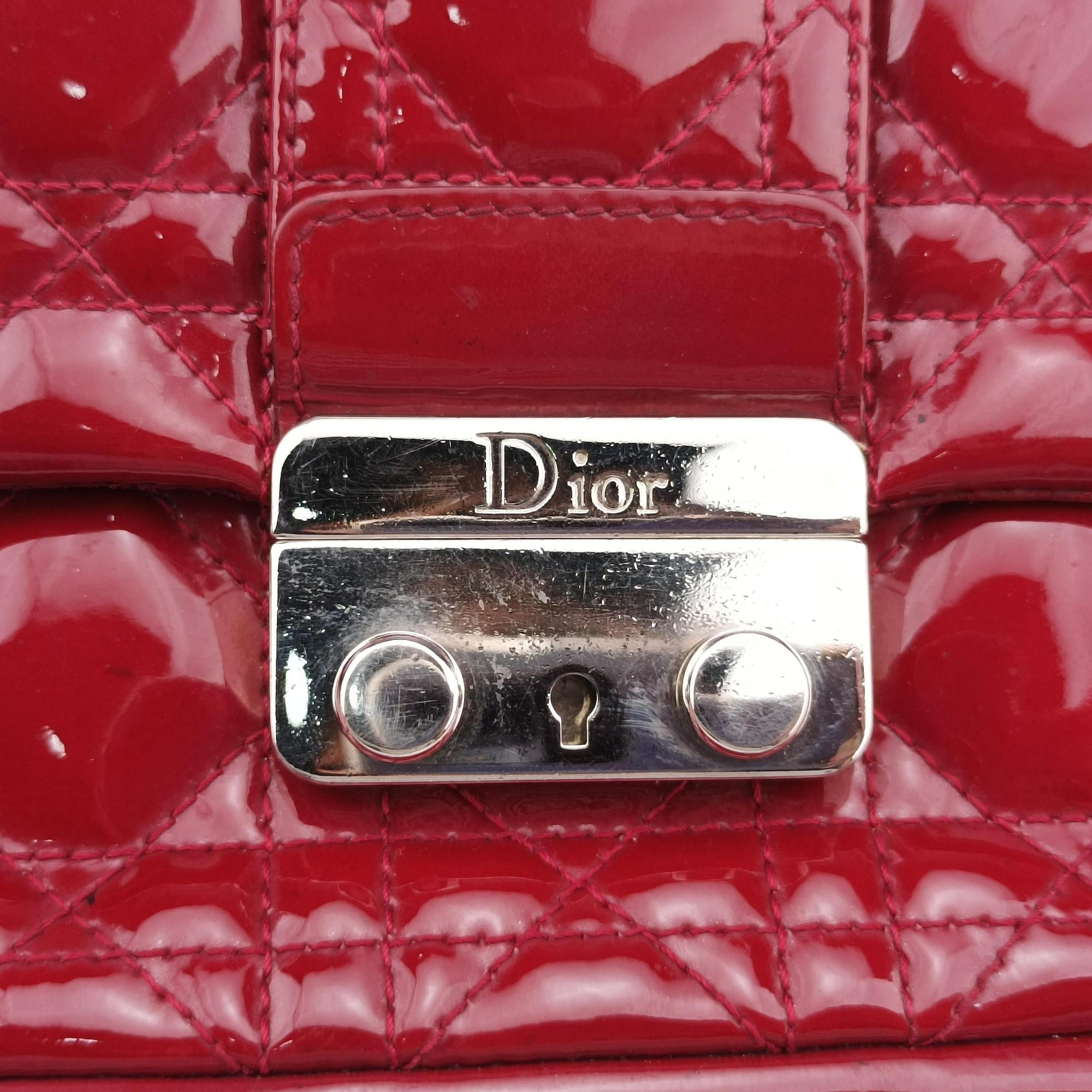 Vintage Christian Dior Miss Dior Cannage New Rock Red Patent  shoulderbag | stylenewstar