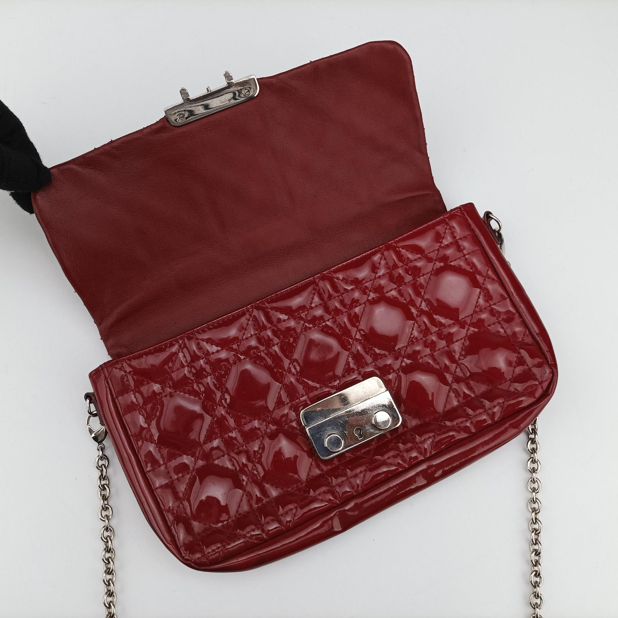 Vintage Christian Dior Miss Dior Cannage New Rock Red Patent  shoulderbag | stylenewstar