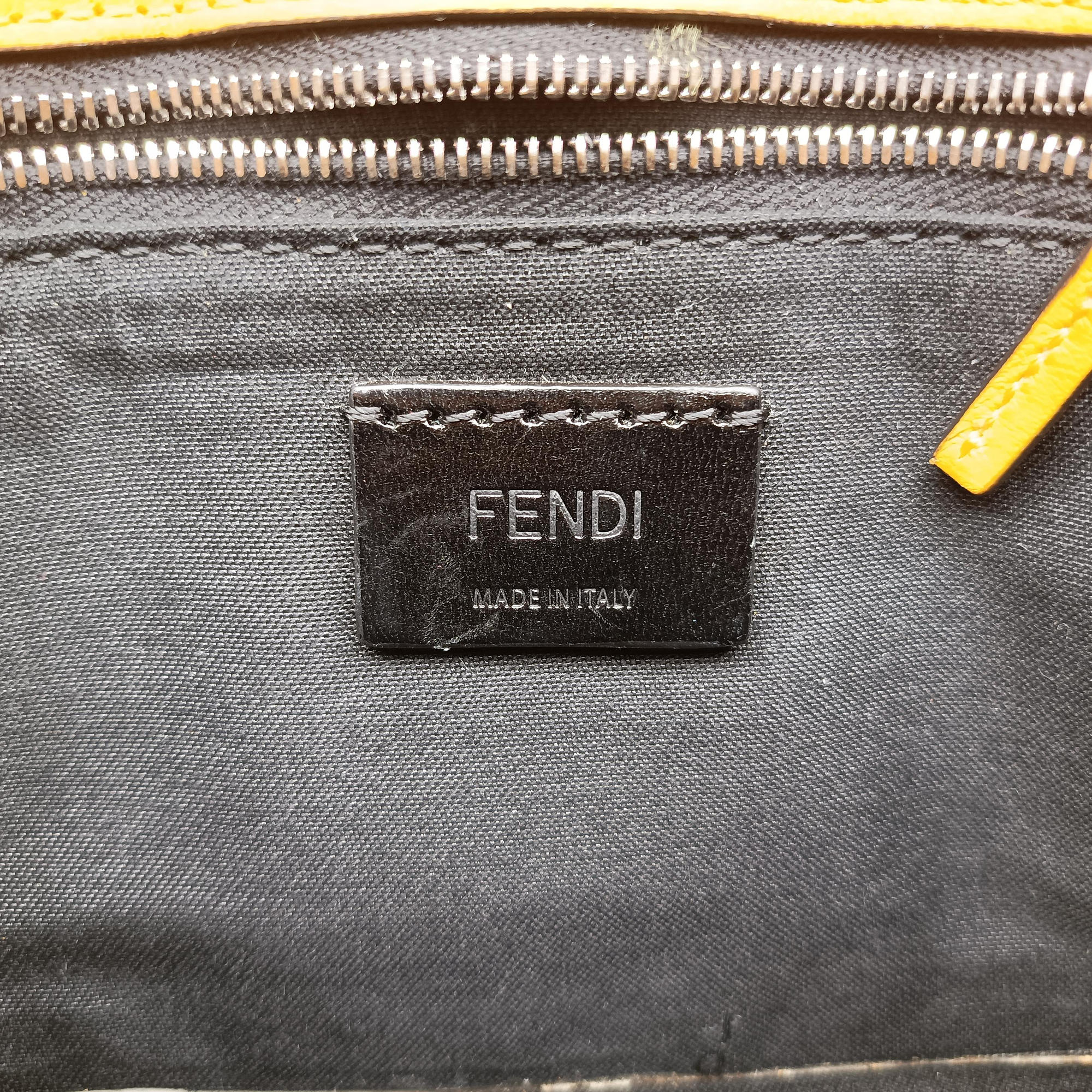 Pre-owned Fendi FF Logo Baguette slim Yellow PVC coated canvas 7M0295 bum bag/waist bag | stylenewstar