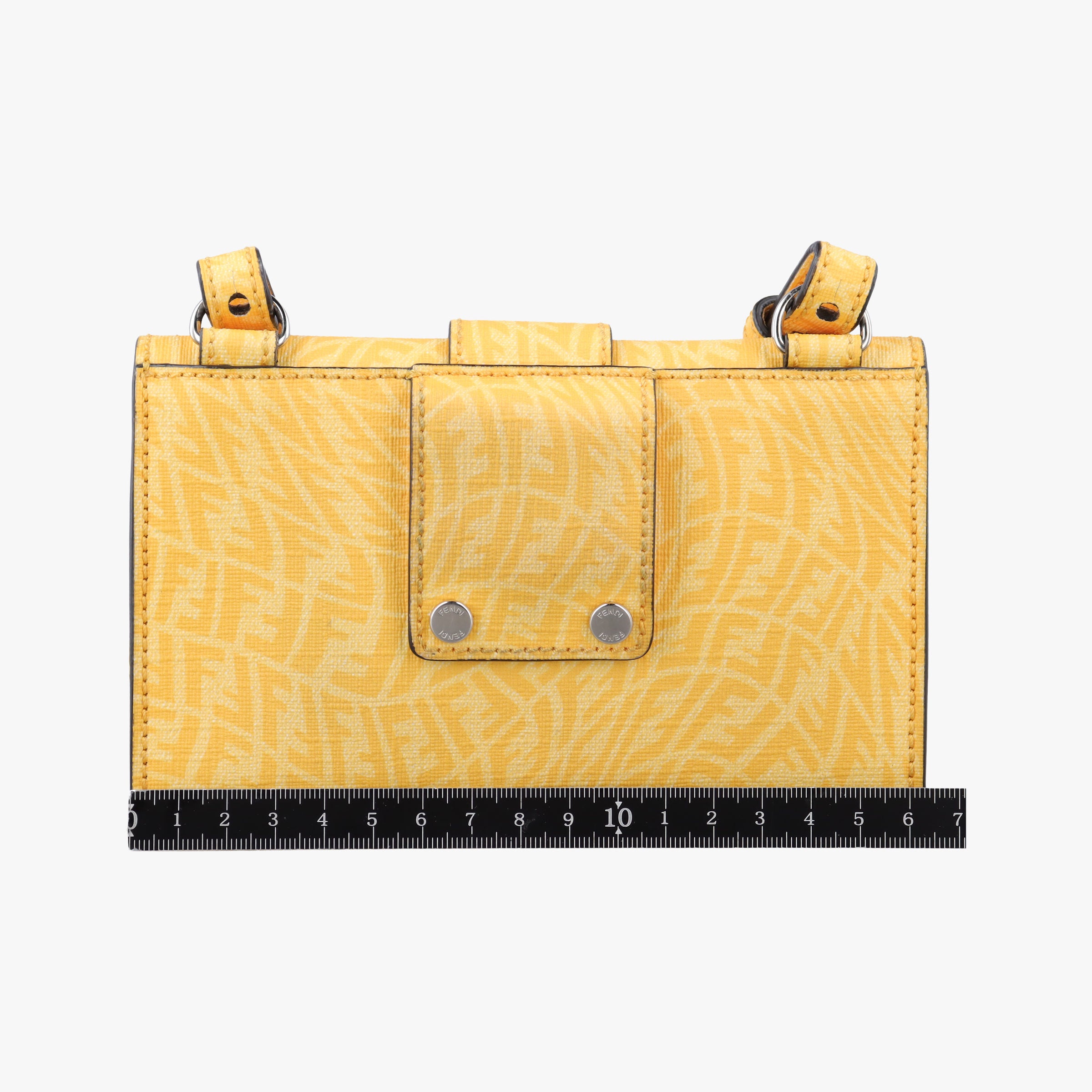 Pre-owned Fendi FF Logo Baguette slim Yellow PVC coated canvas 7M0295 bum bag/waist bag | stylenewstar