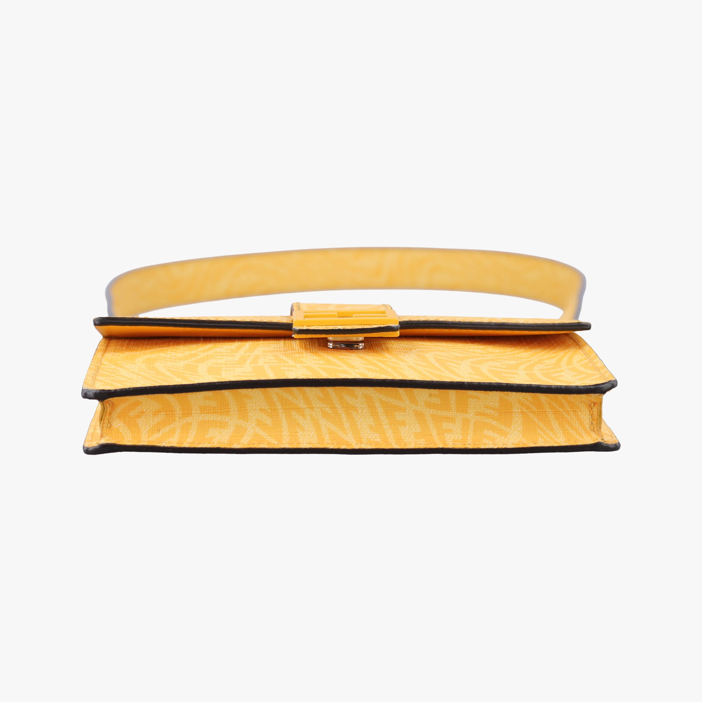 Pre-owned Fendi FF Logo Baguette slim Yellow PVC coated canvas 7M0295 bum bag/waist bag | stylenewstar