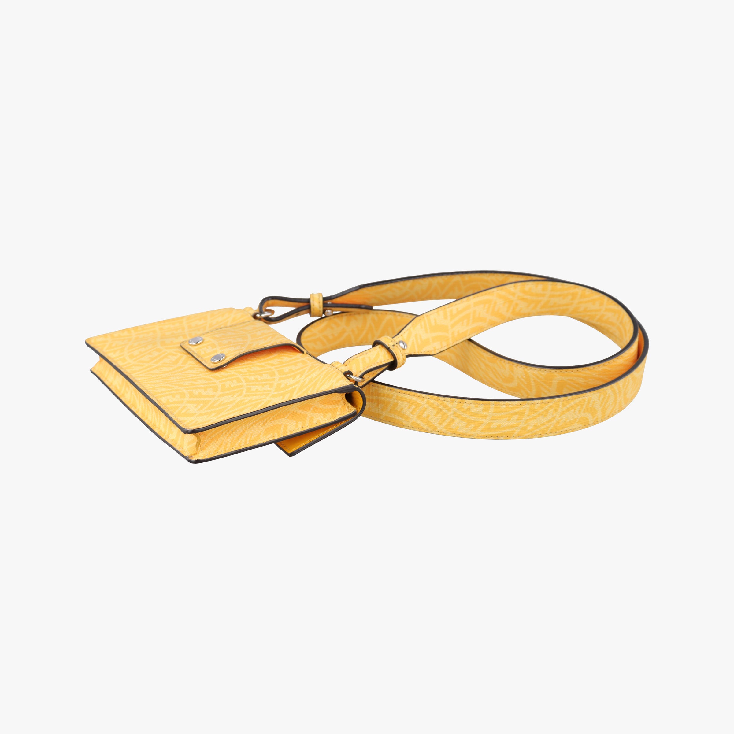Pre-owned Fendi FF Logo Baguette slim Yellow PVC coated canvas 7M0295 bum bag/waist bag | stylenewstar