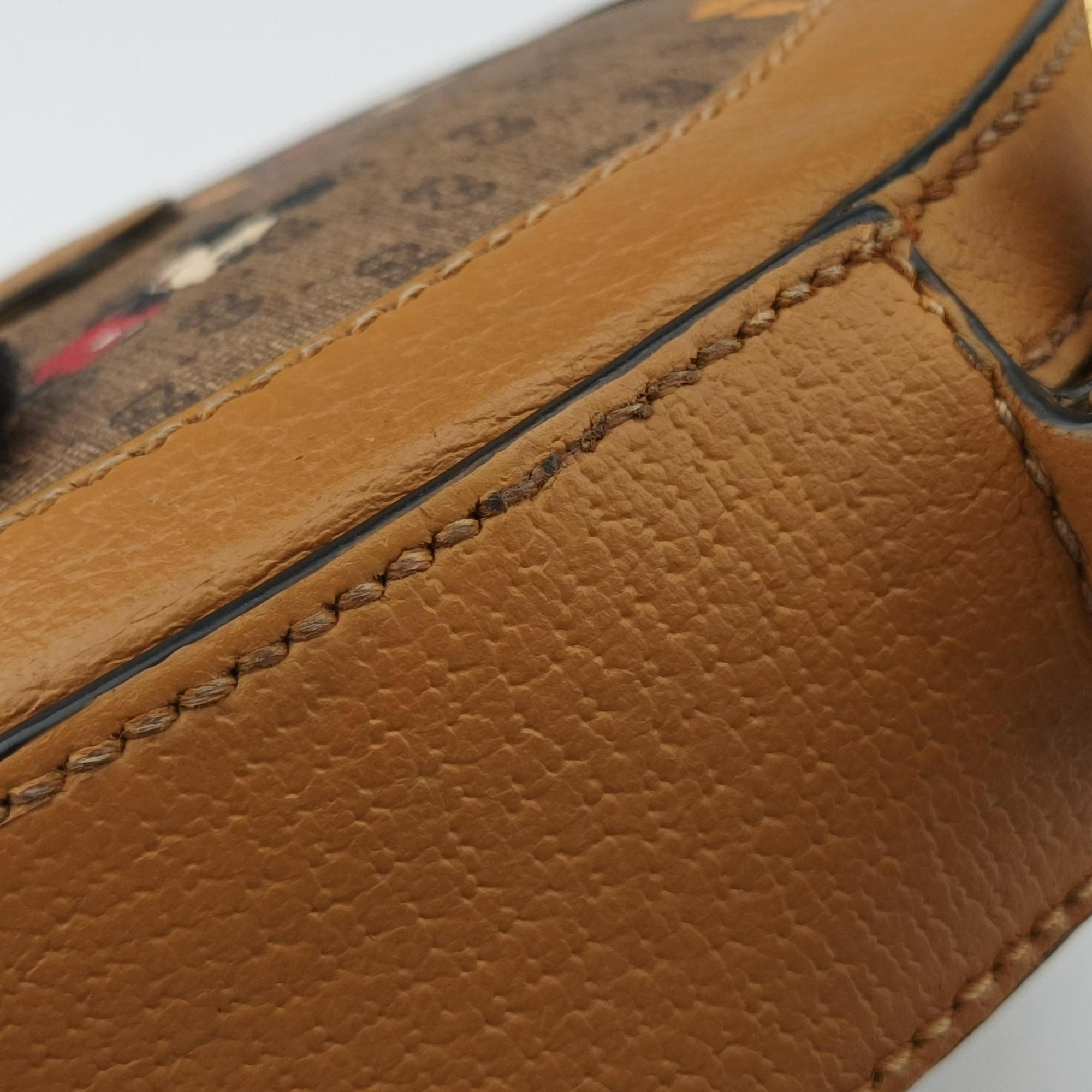 Pre-owned Gucci DISNEY Collaboration Mickey Mouse Brown×Multicolour PVC coated canvas×Leather 603938 shoulderbag | stylenewstar