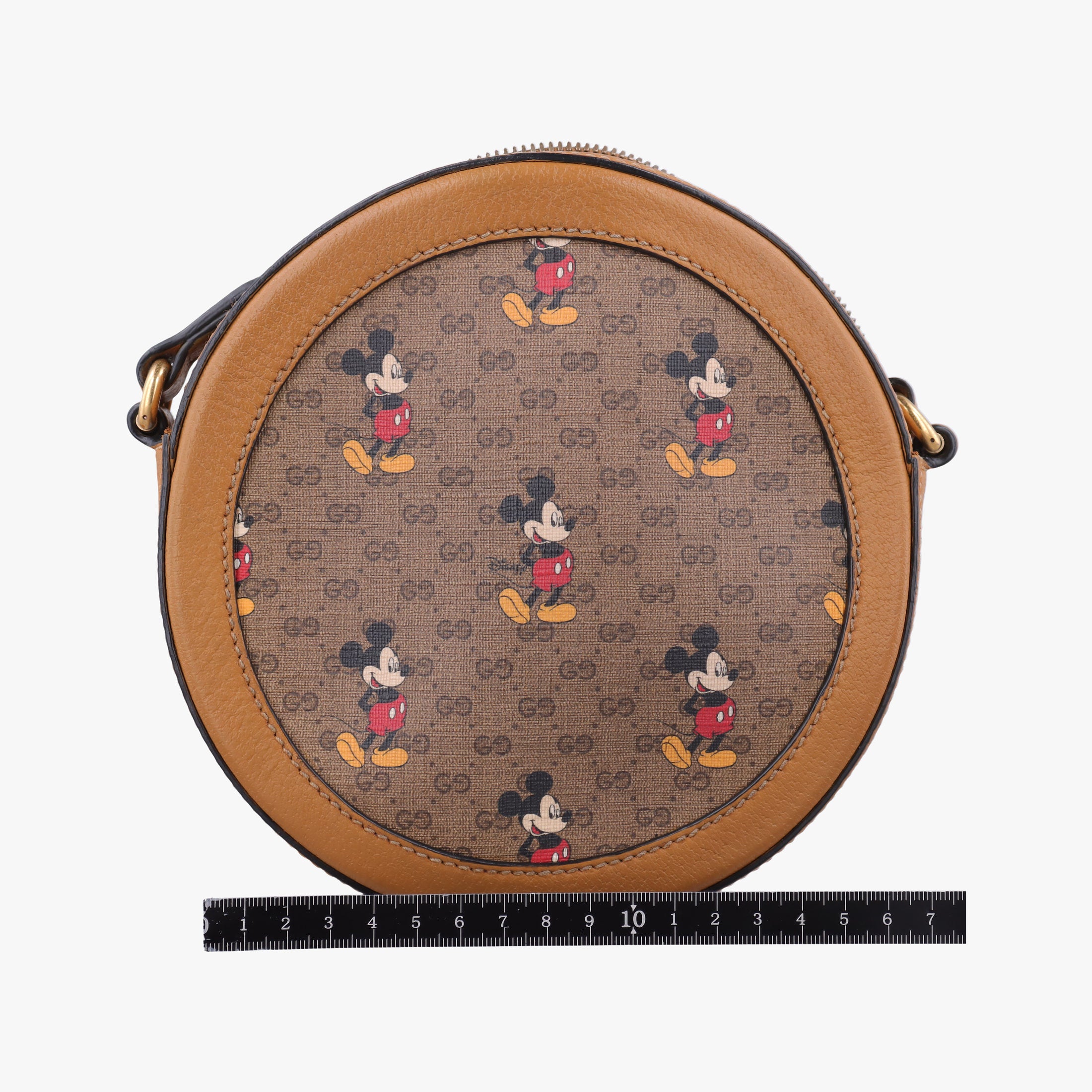 Pre-owned Gucci DISNEY Collaboration Mickey Mouse Brown×Multicolour PVC coated canvas×Leather 603938 shoulderbag | stylenewstar