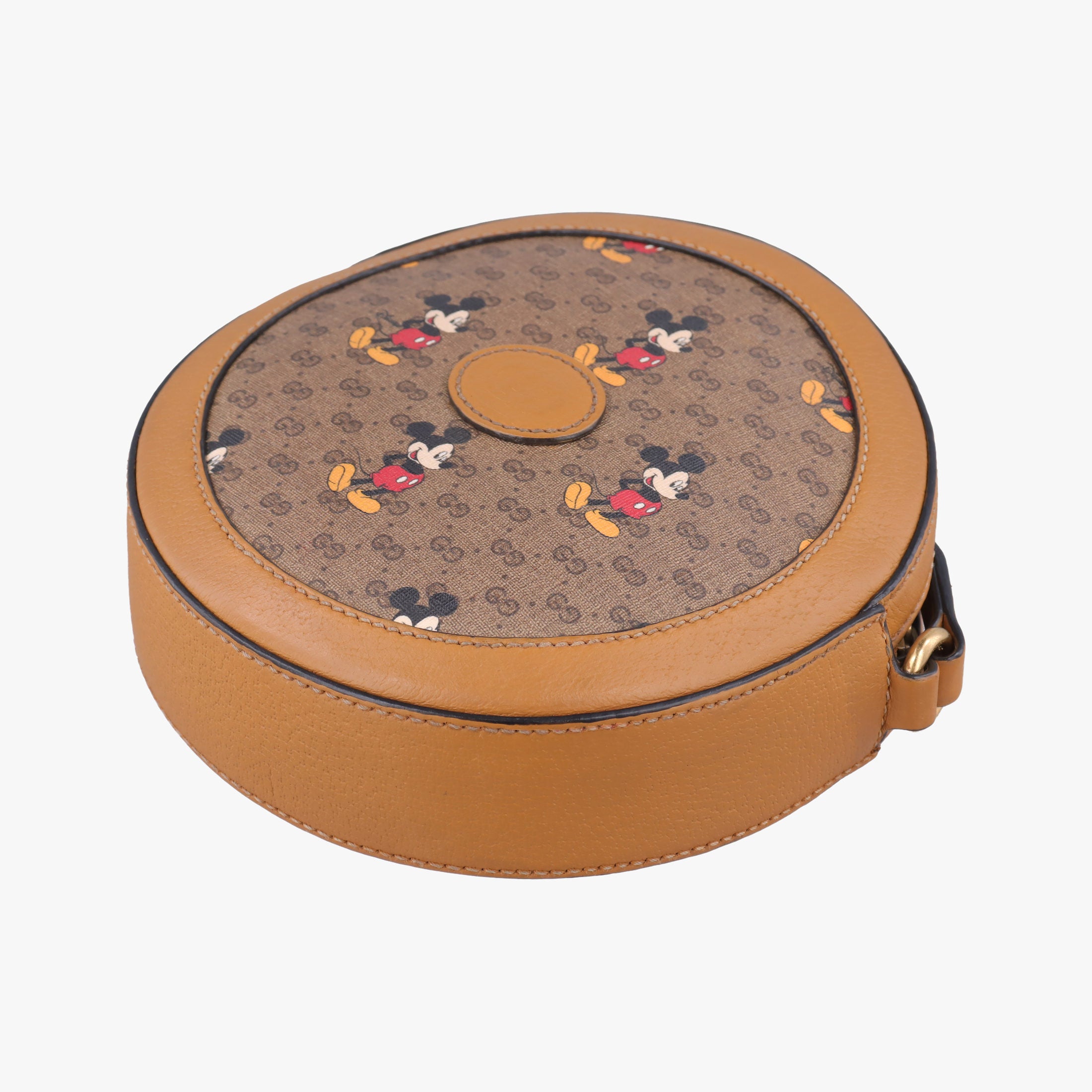 Pre-owned Gucci DISNEY Collaboration Mickey Mouse Brown×Multicolour PVC coated canvas×Leather 603938 shoulderbag | stylenewstar
