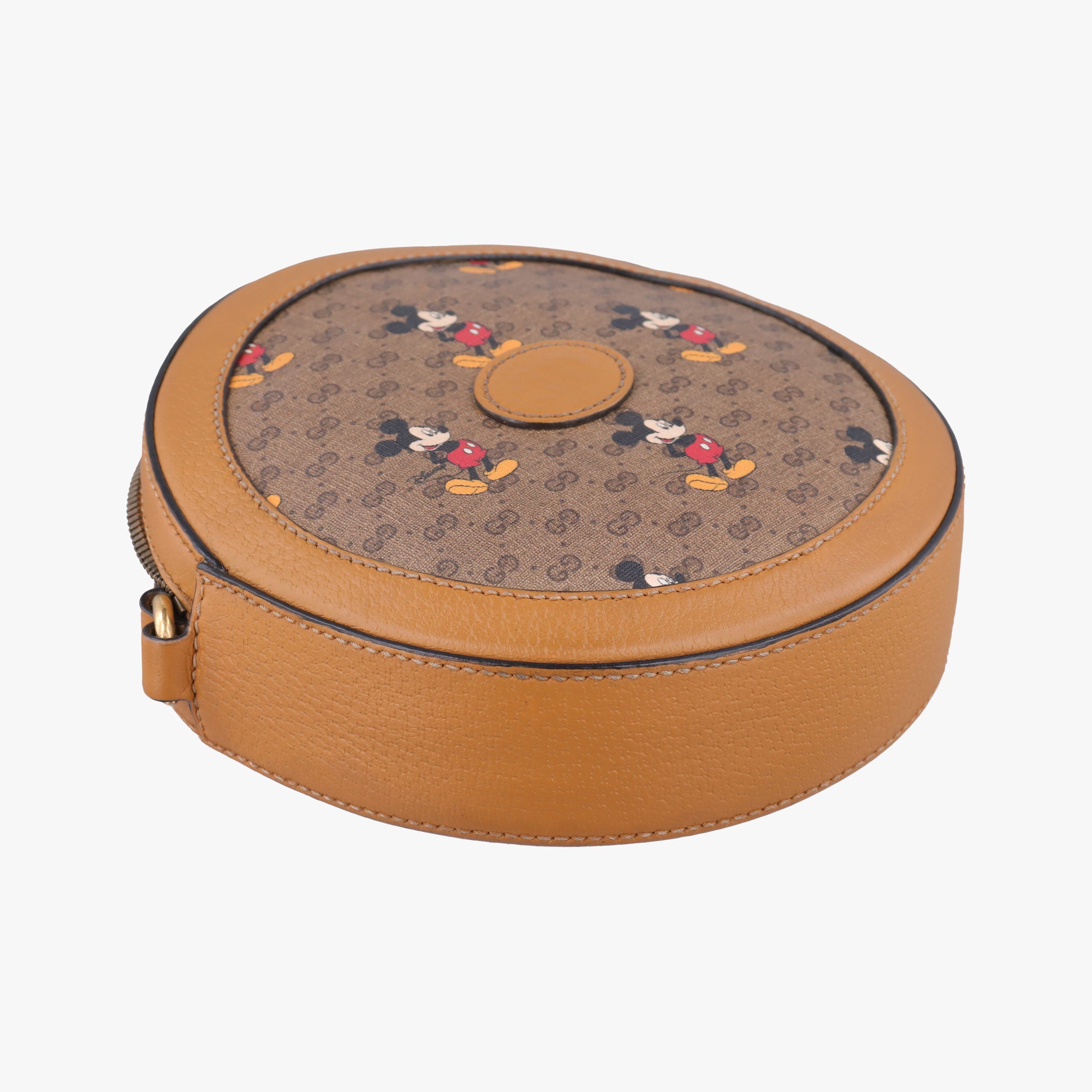 Pre-owned Gucci DISNEY Collaboration Mickey Mouse Brown×Multicolour PVC coated canvas×Leather 603938 shoulderbag | stylenewstar