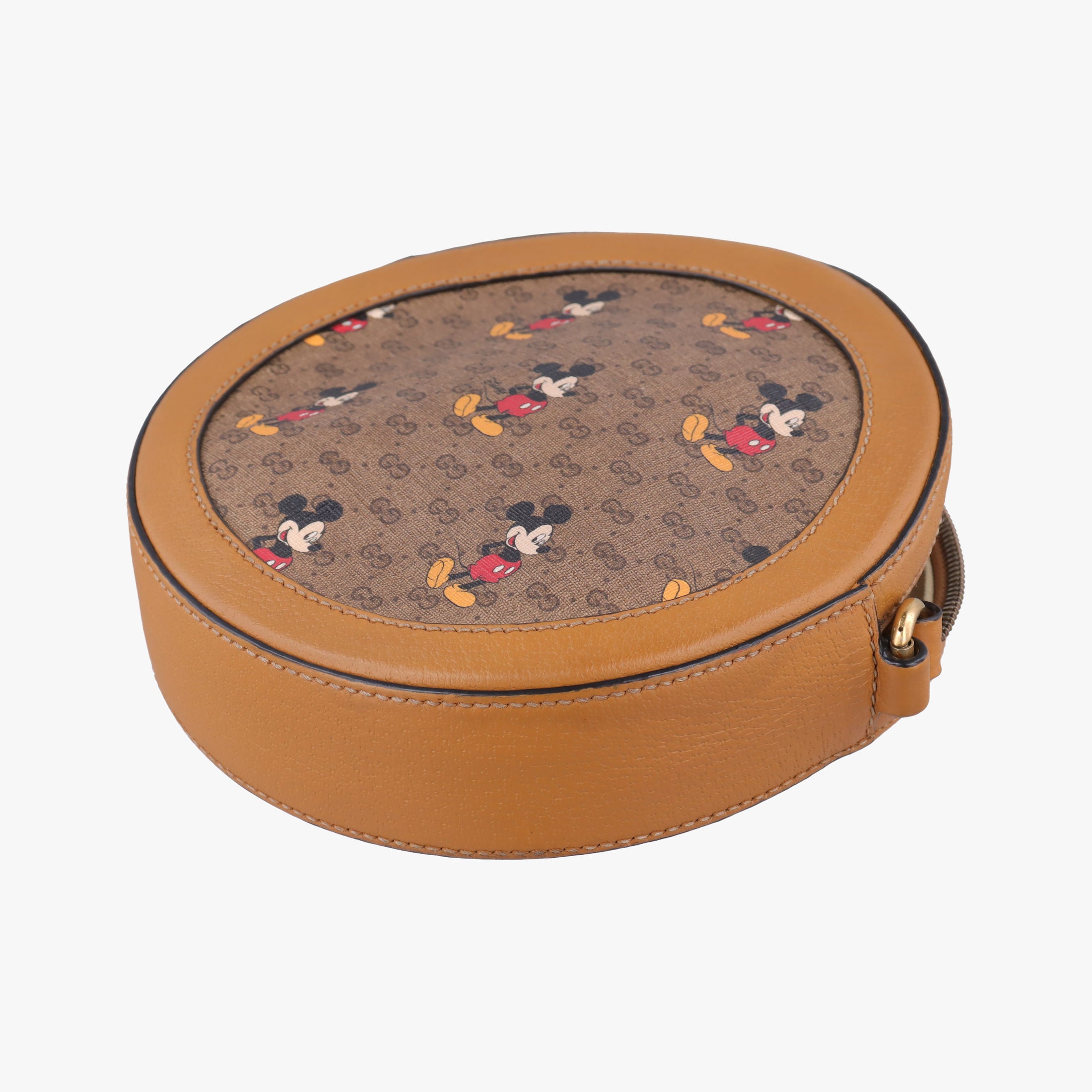 Pre-owned Gucci DISNEY Collaboration Mickey Mouse Brown×Multicolour PVC coated canvas×Leather 603938 shoulderbag | stylenewstar