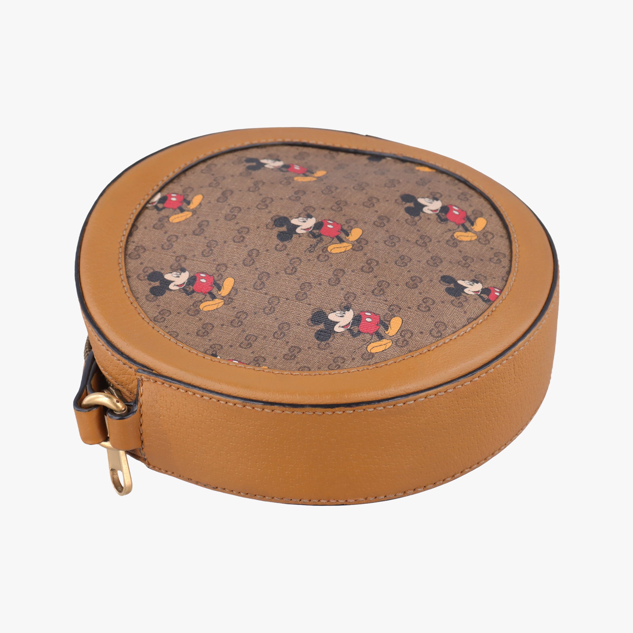 Pre-owned Gucci DISNEY Collaboration Mickey Mouse Brown×Multicolour PVC coated canvas×Leather 603938 shoulderbag | stylenewstar