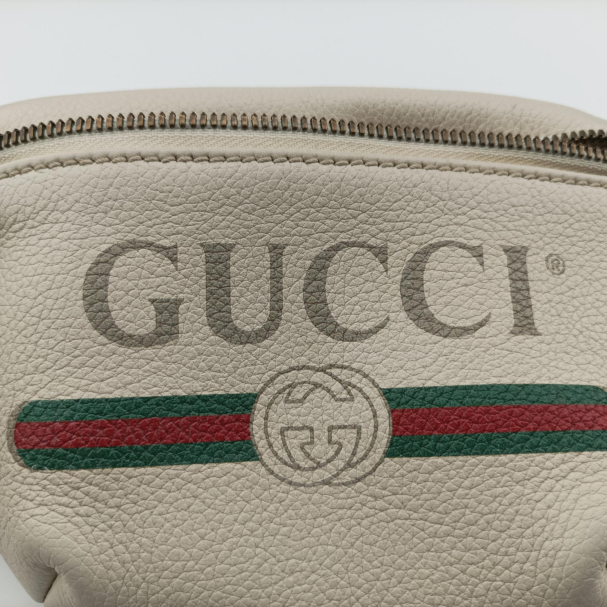 Pre-owned Gucci Gucci print White Leather 527792 bum bag/waist bag | stylenewstar