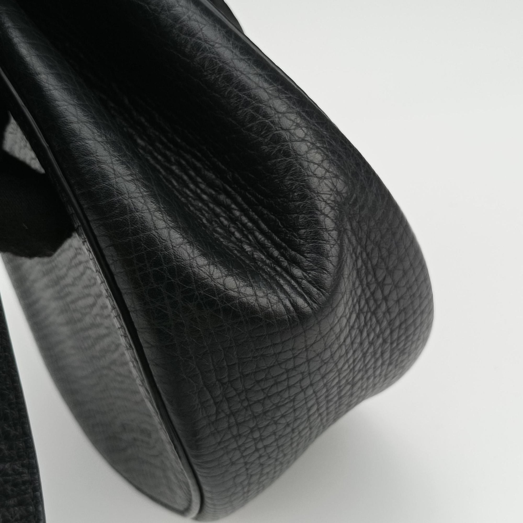 Pre-owned Bottega Veneta Palmelato Black Leather  shoulderbag | stylenewstar