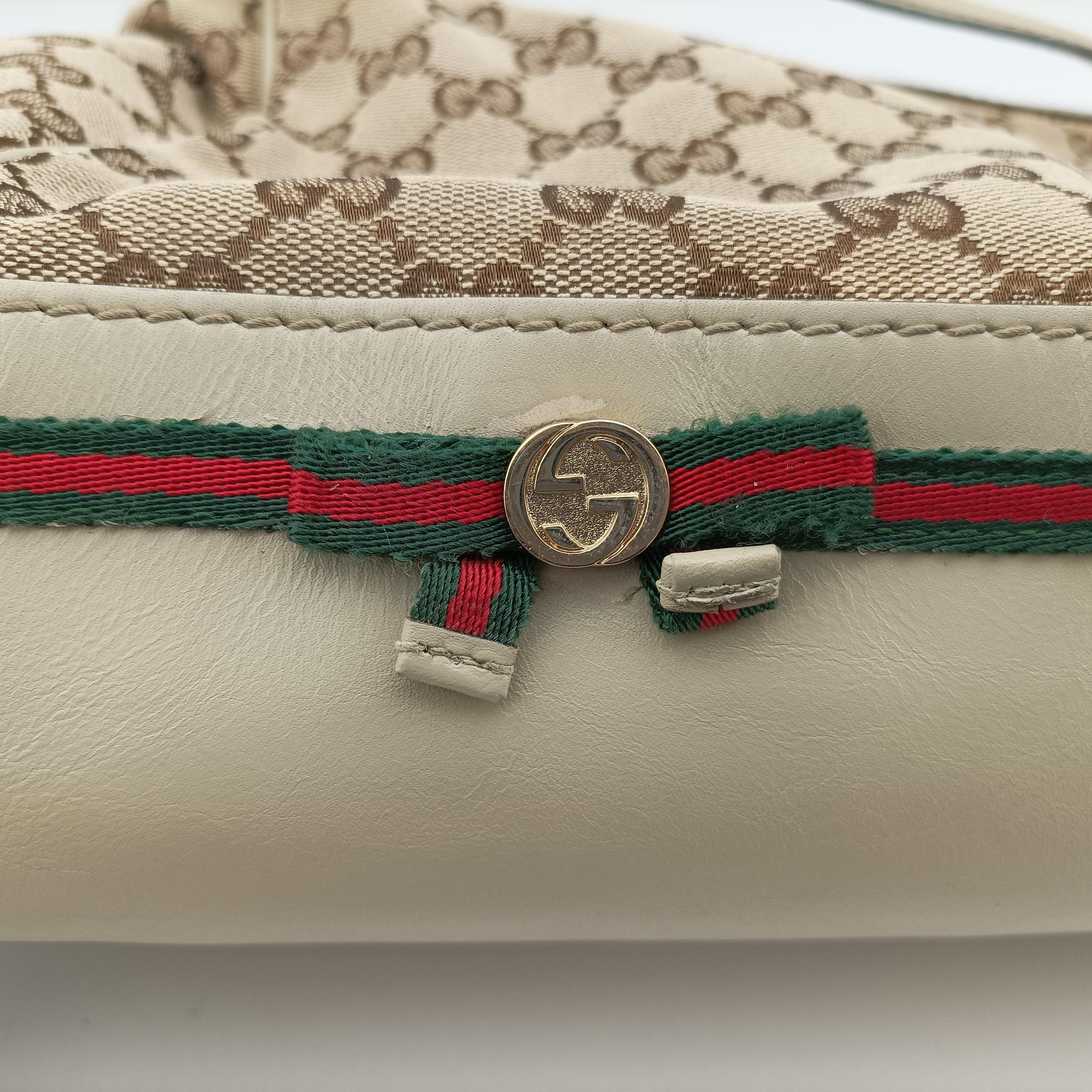 Vintage Gucci Mayfair Bow Tote Brown x White x Red x Green Canvas × Leather 257349 shoulderbag | stylenewstar