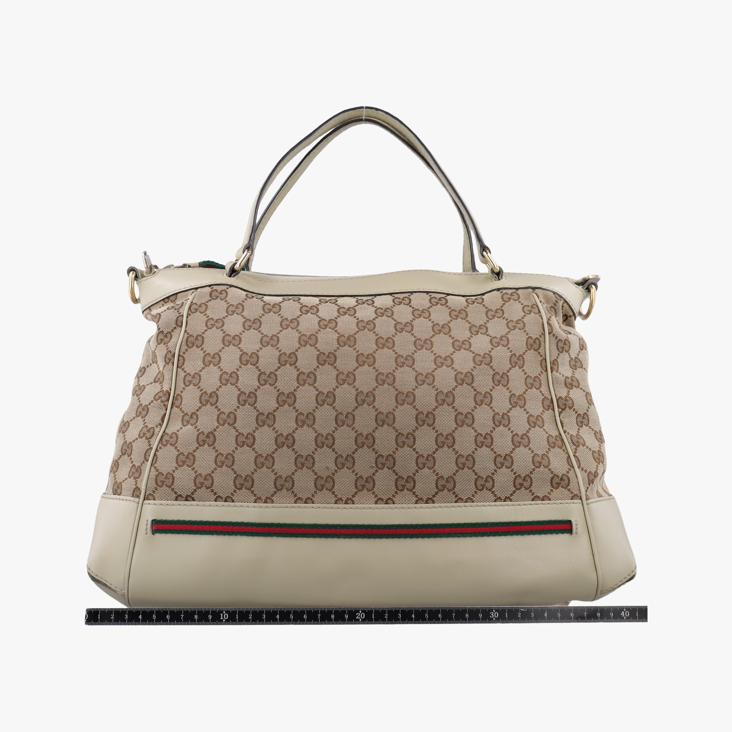 Vintage Gucci Mayfair Bow Tote Brown x White x Red x Green Canvas × Leather 257349 shoulderbag | stylenewstar