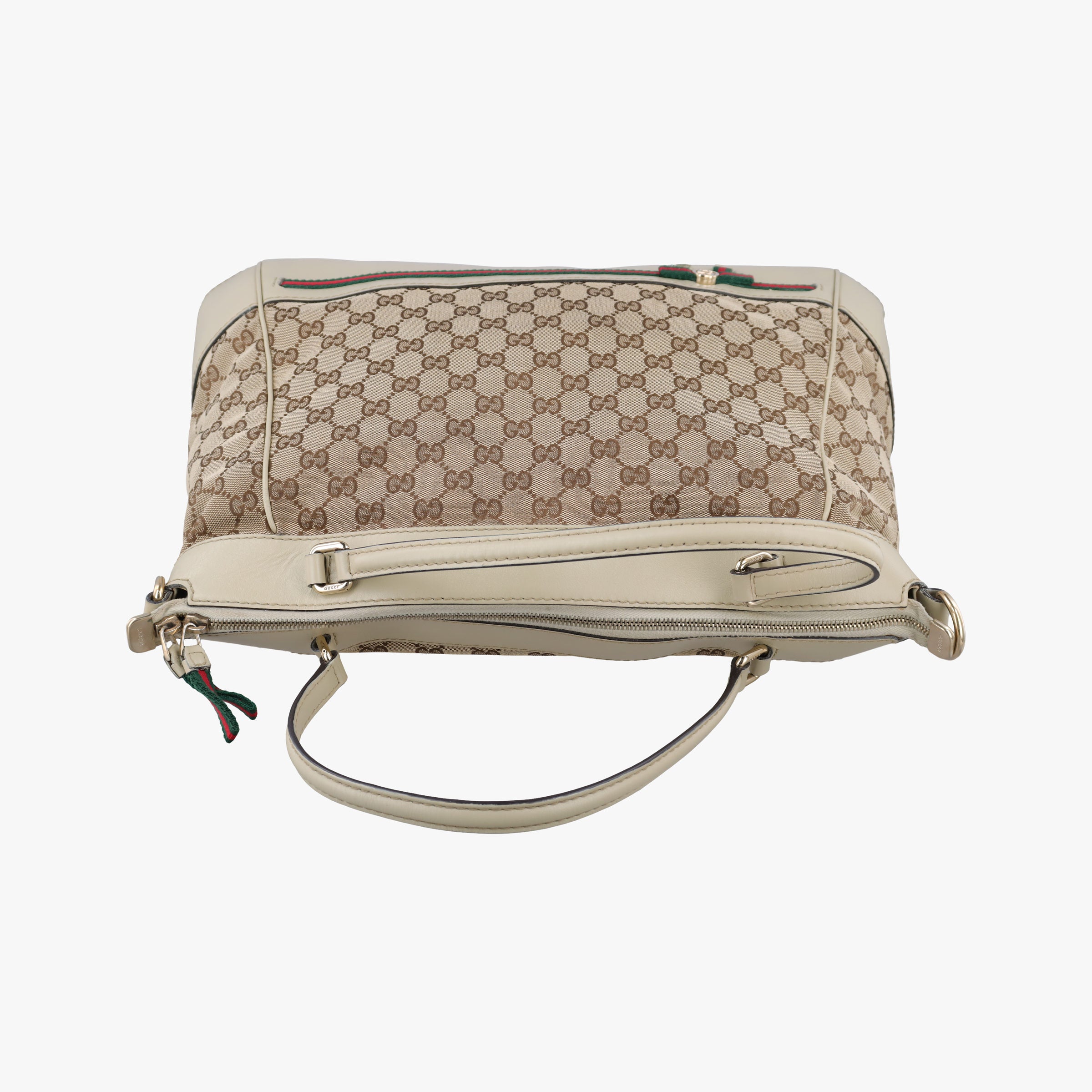 Vintage Gucci Mayfair Bow Tote Brown x White x Red x Green Canvas × Leather 257349 shoulderbag | stylenewstar