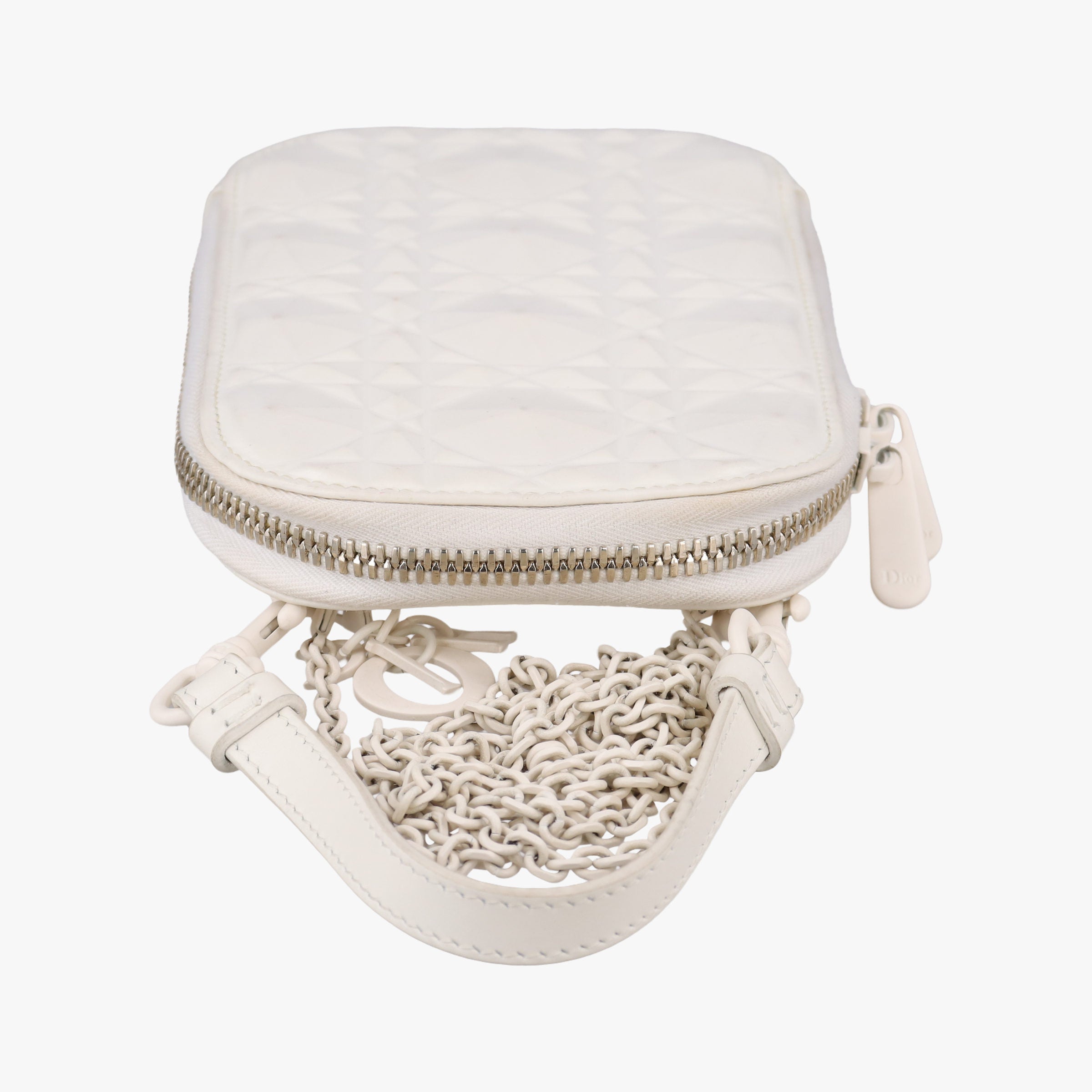 Pre-owned Christian Dior Lady Dior Call'in Dior White Leather  shoulderbag | stylenewstar
