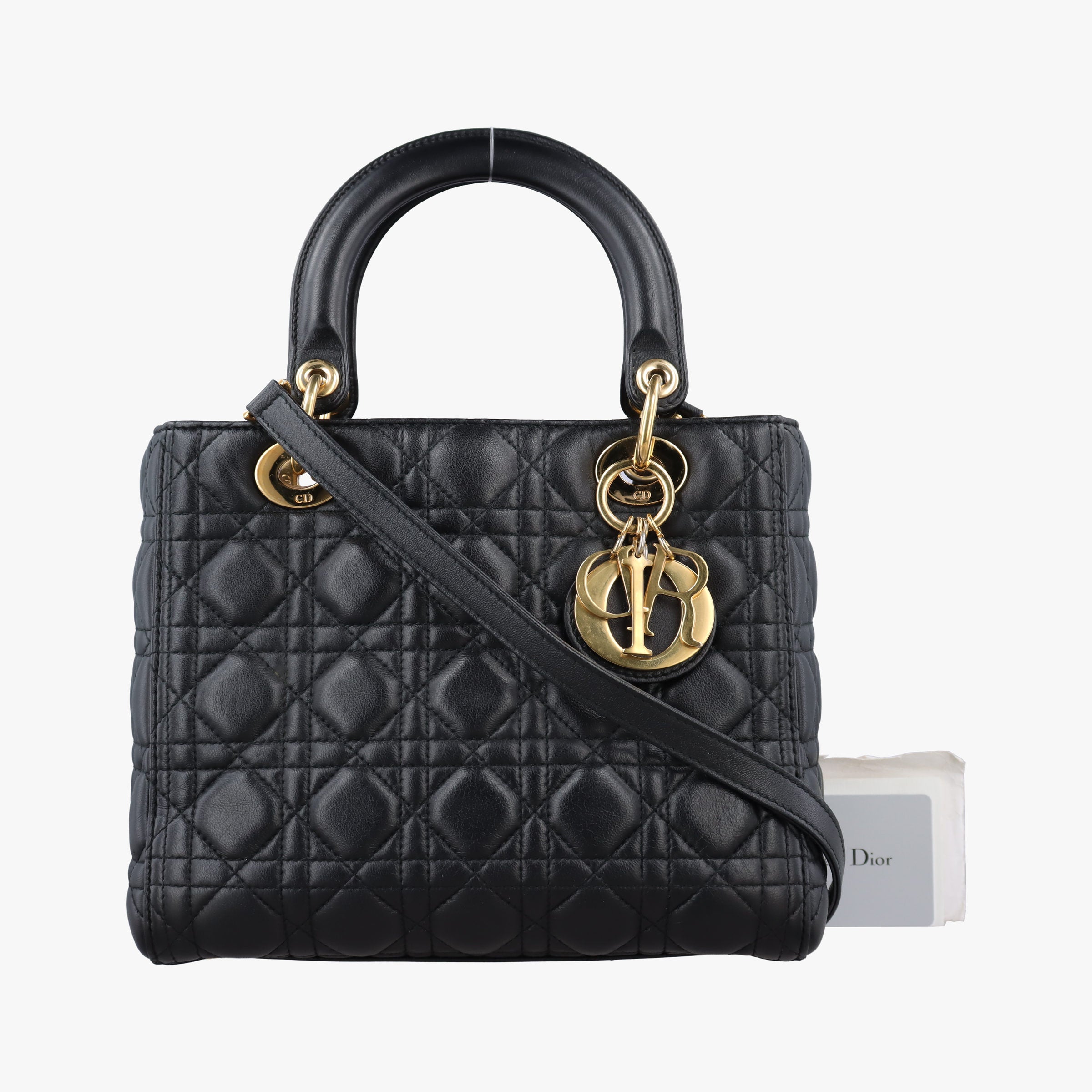Pre-owned Christian Dior Lady Dior Black lambskin  shoulderbag | stylenewstar