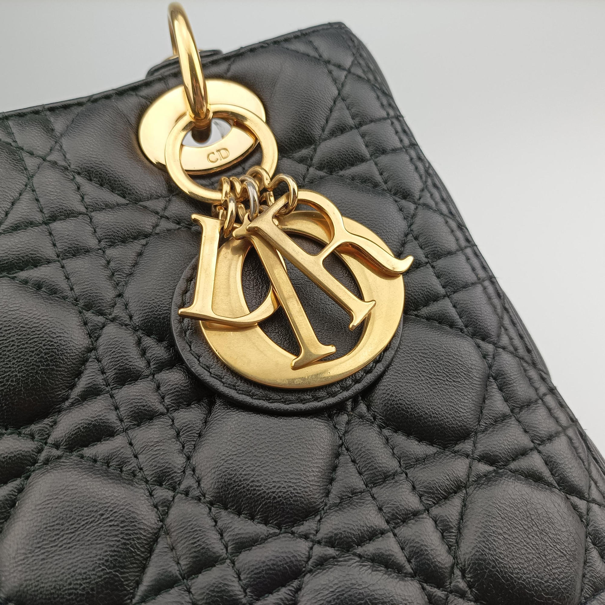 Pre-owned Christian Dior Lady Dior Black lambskin  shoulderbag | stylenewstar