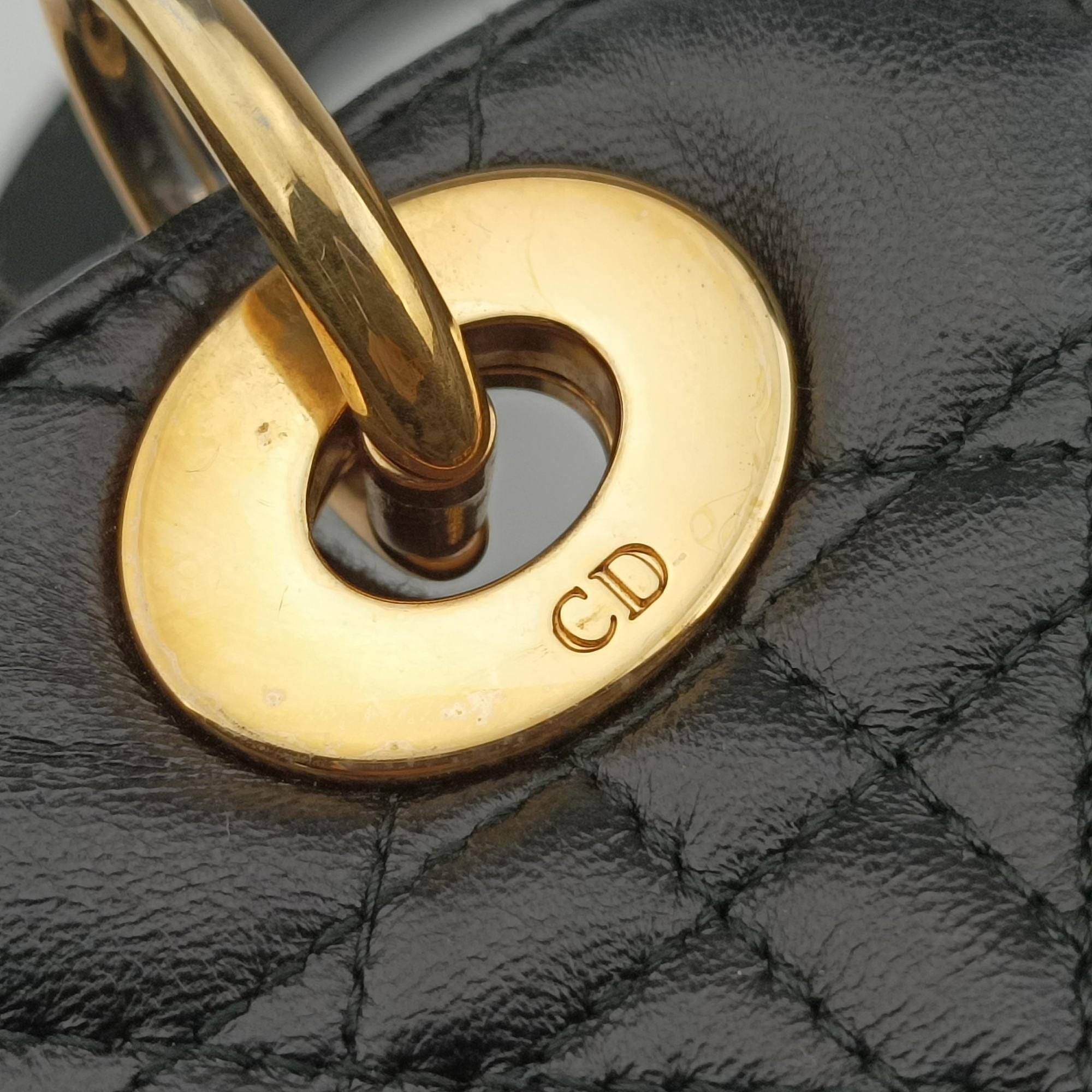 Pre-owned Christian Dior Lady Dior Black lambskin  shoulderbag | stylenewstar
