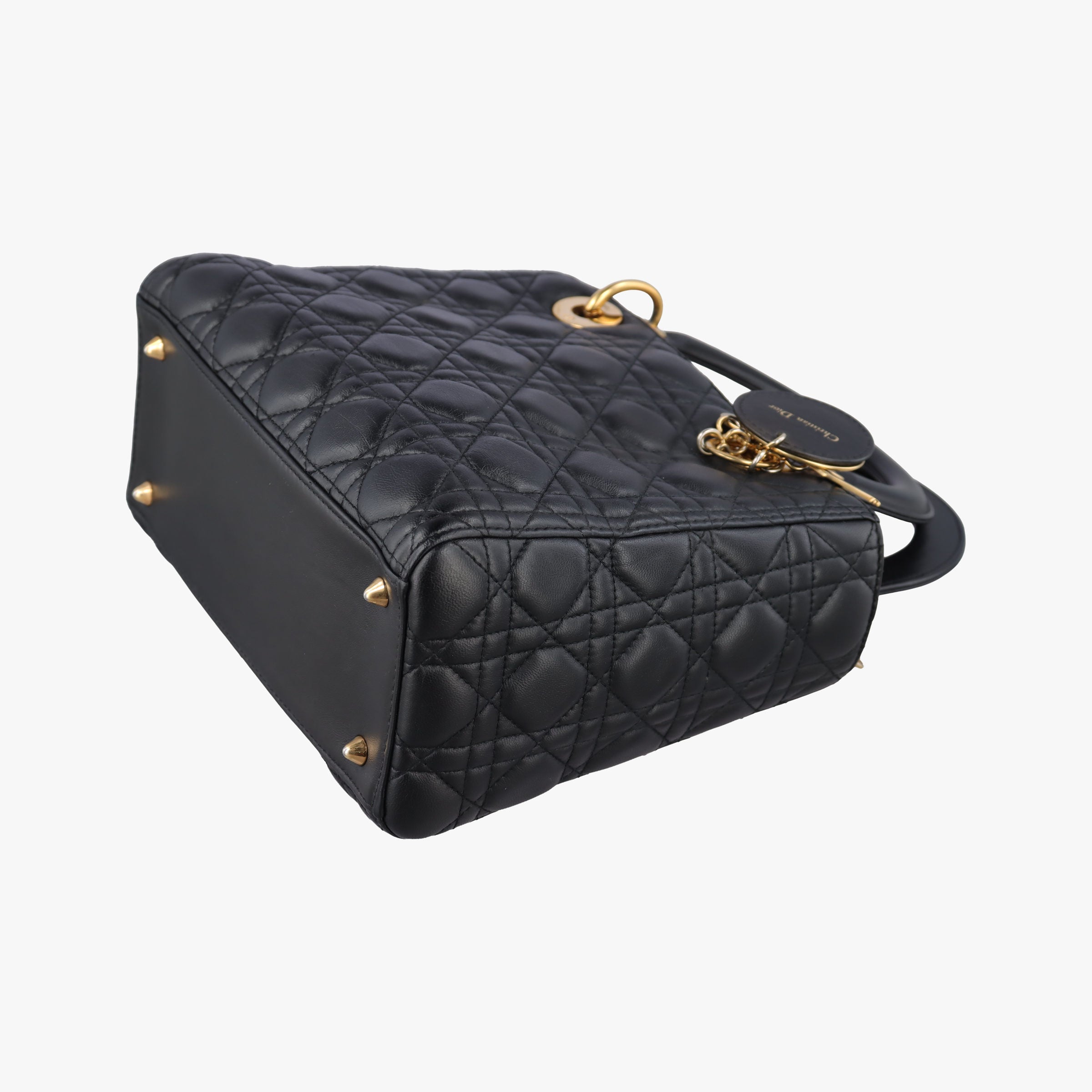 Pre-owned Christian Dior Lady Dior Black lambskin  shoulderbag | stylenewstar