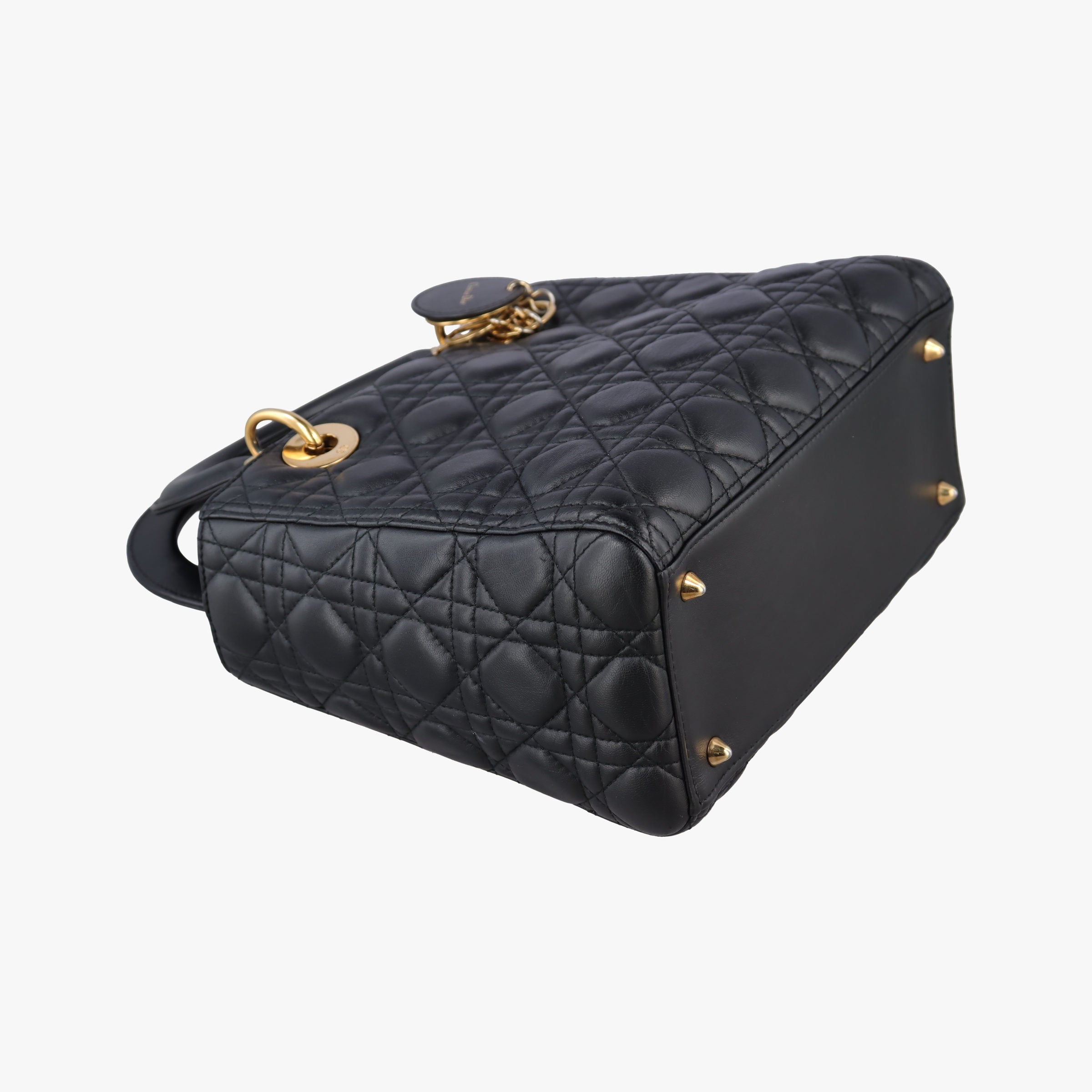 Pre-owned Christian Dior Lady Dior Black lambskin  shoulderbag | stylenewstar