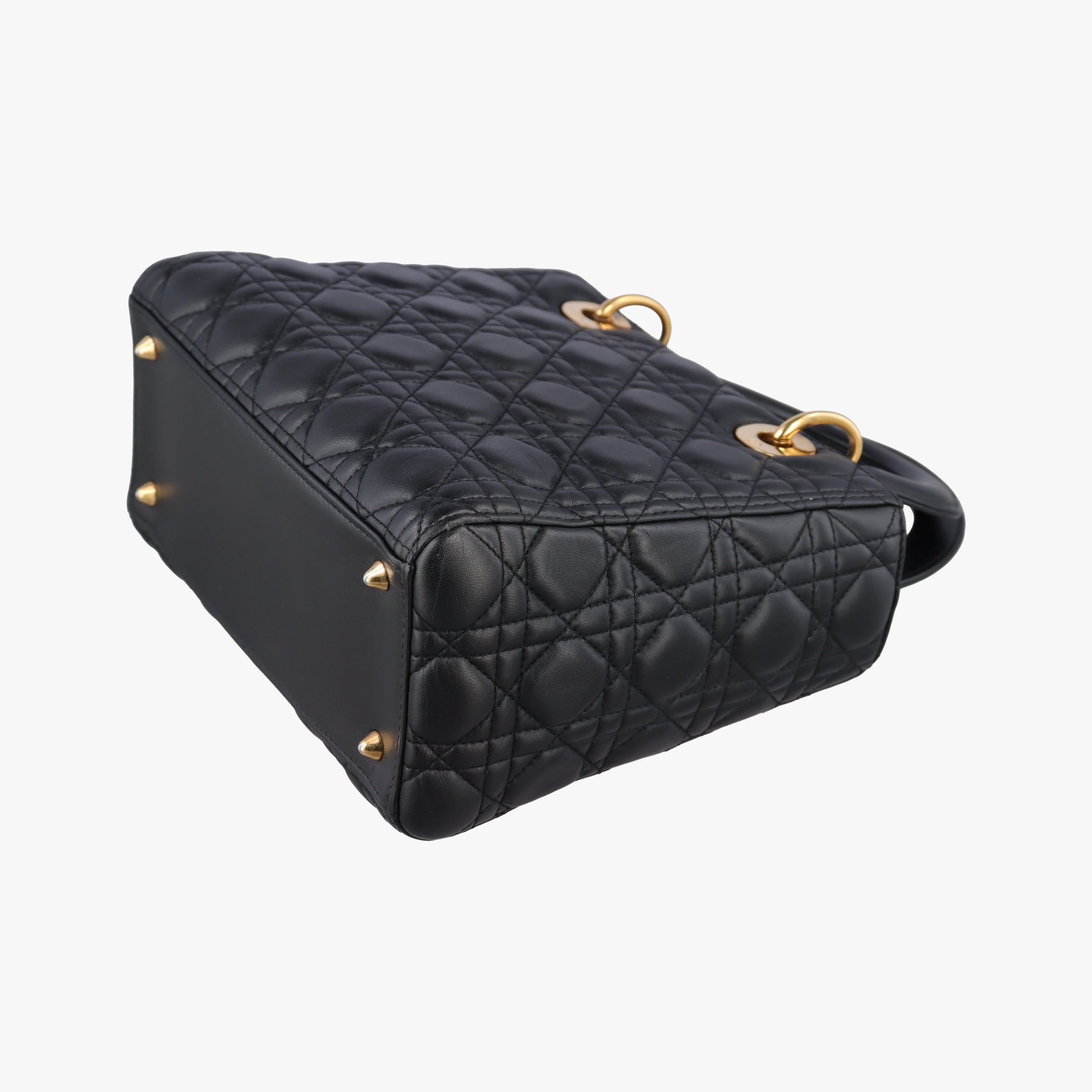 Pre-owned Christian Dior Lady Dior Black lambskin  shoulderbag | stylenewstar