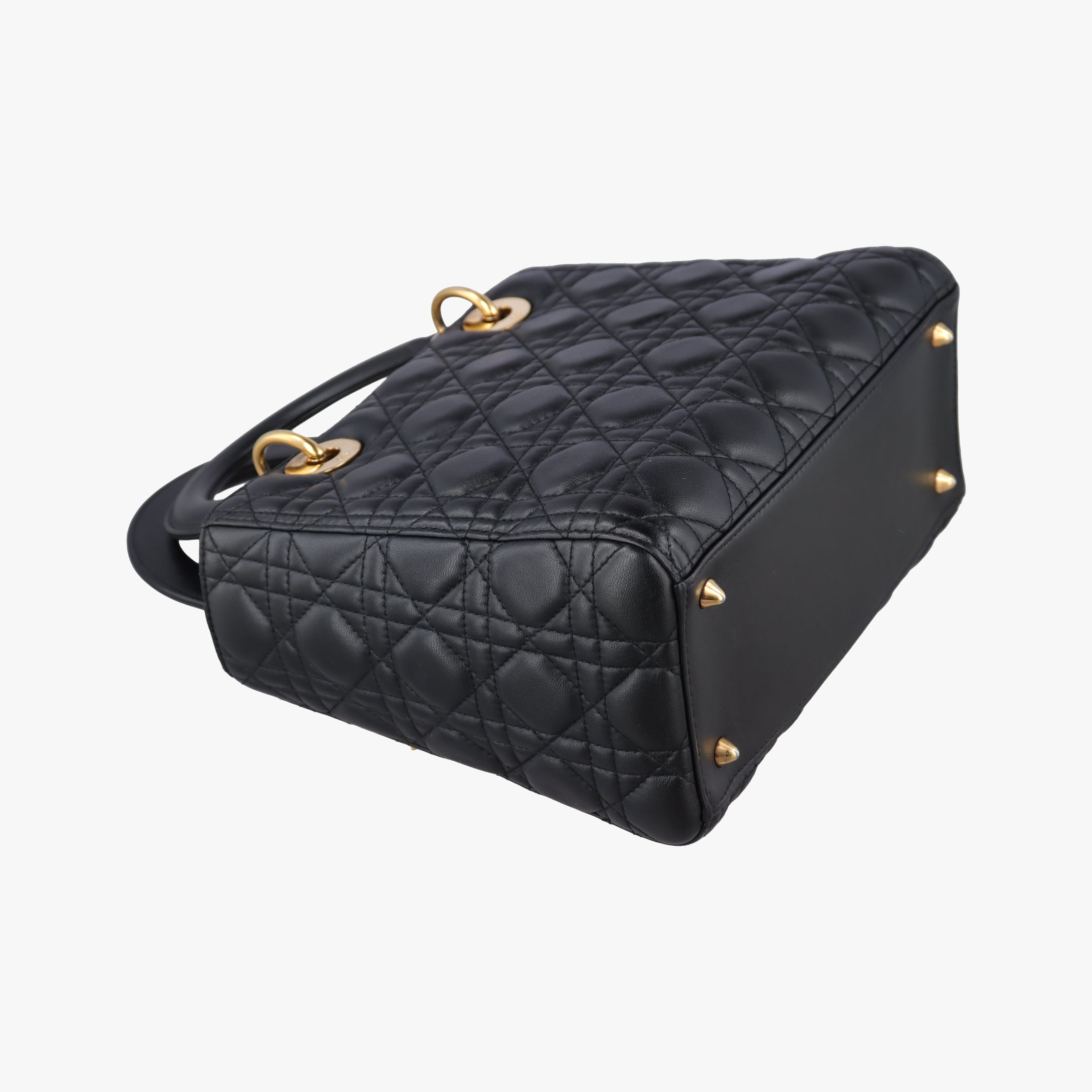 Pre-owned Christian Dior Lady Dior Black lambskin  shoulderbag | stylenewstar