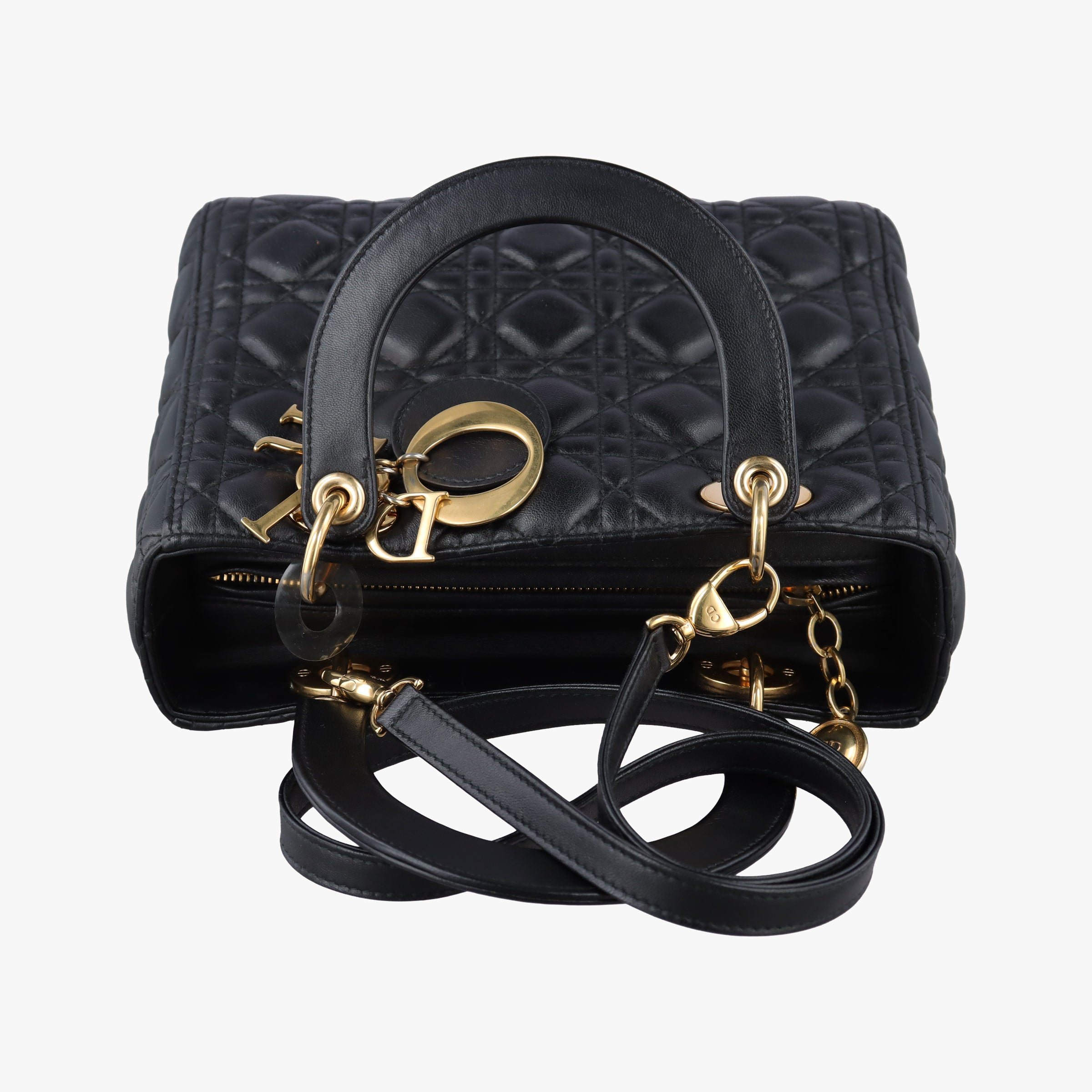 Pre-owned Christian Dior Lady Dior Black lambskin  shoulderbag | stylenewstar