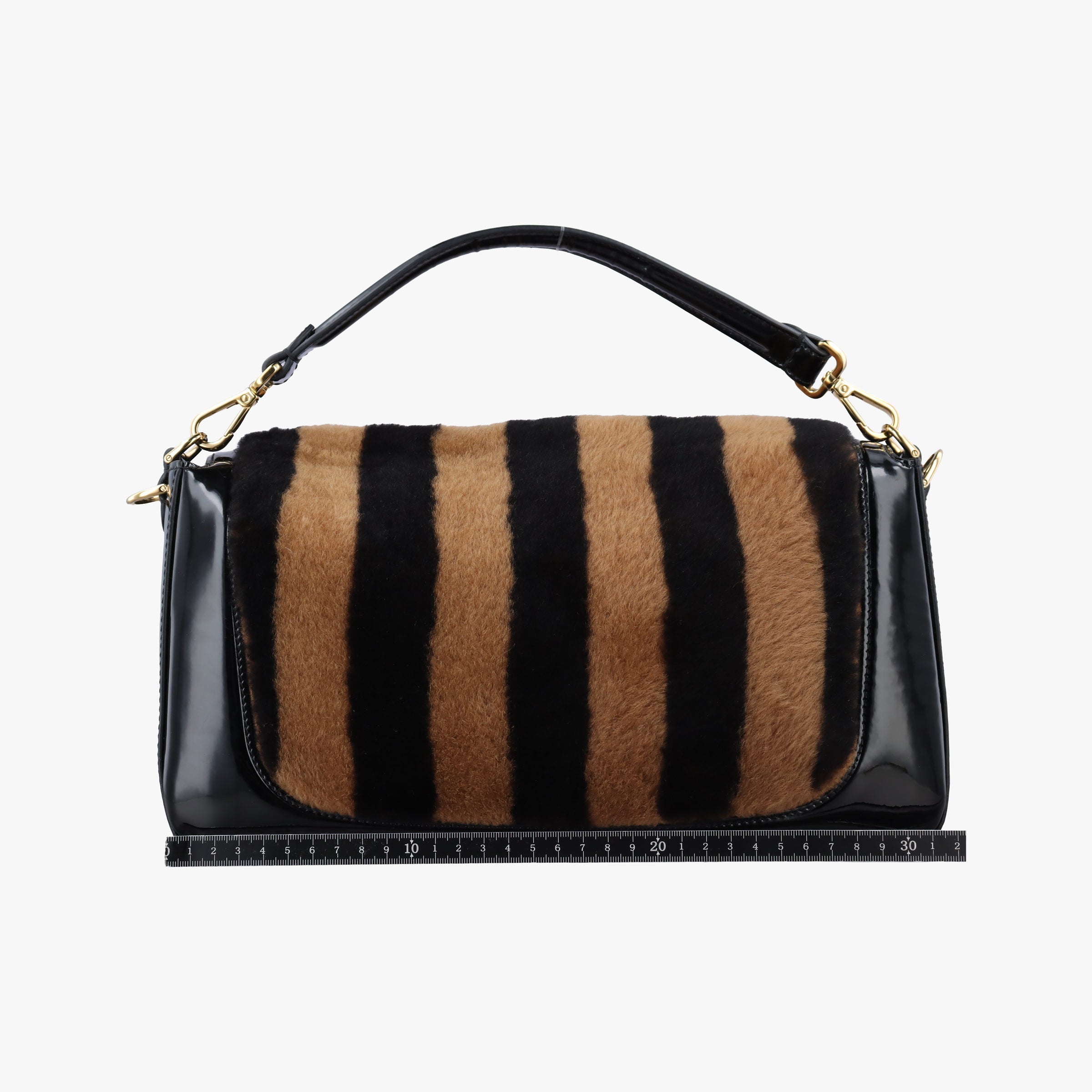 Secondhand Fendi BAGUETTE Brown×Black fur×patent 8BR771 shoulderbag | stylenewstar