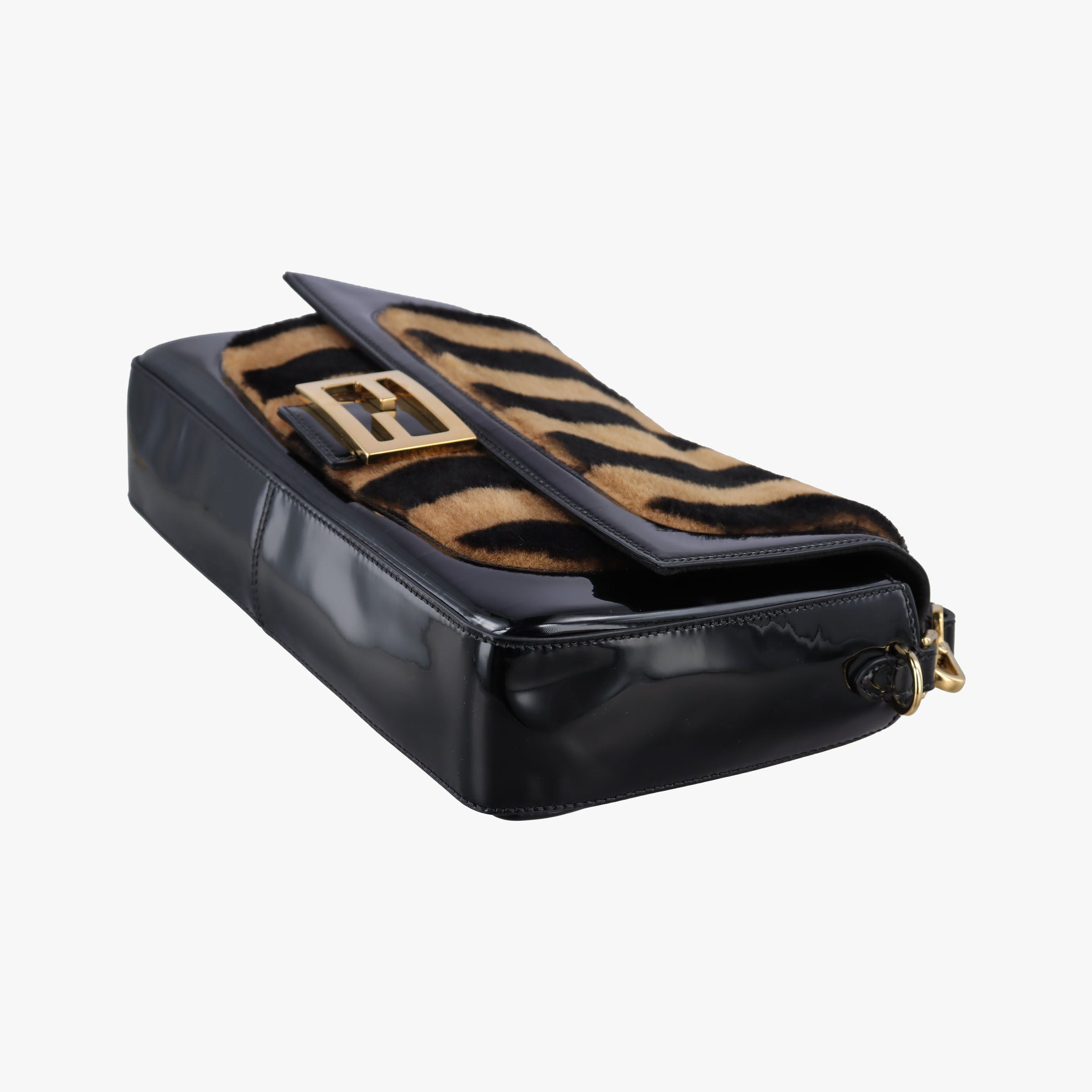 Secondhand Fendi BAGUETTE Brown×Black fur×patent 8BR771 shoulderbag | stylenewstar