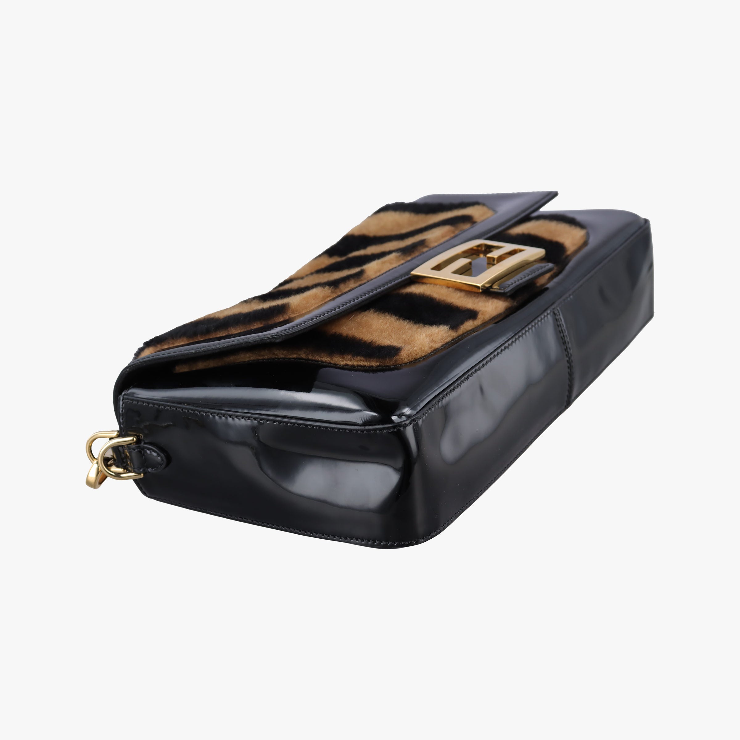 Secondhand Fendi BAGUETTE Brown×Black fur×patent 8BR771 shoulderbag | stylenewstar