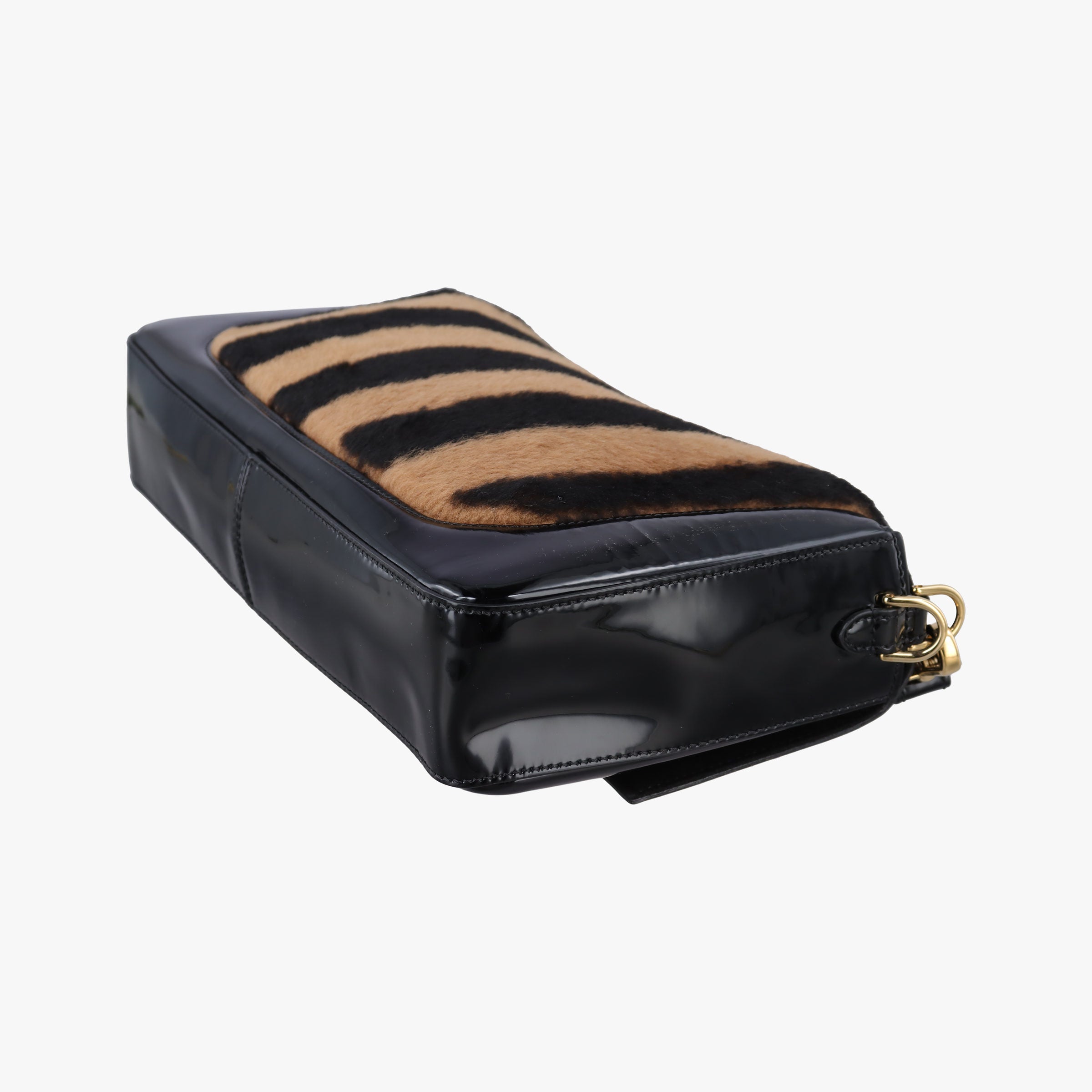 Secondhand Fendi BAGUETTE Brown×Black fur×patent 8BR771 shoulderbag | stylenewstar