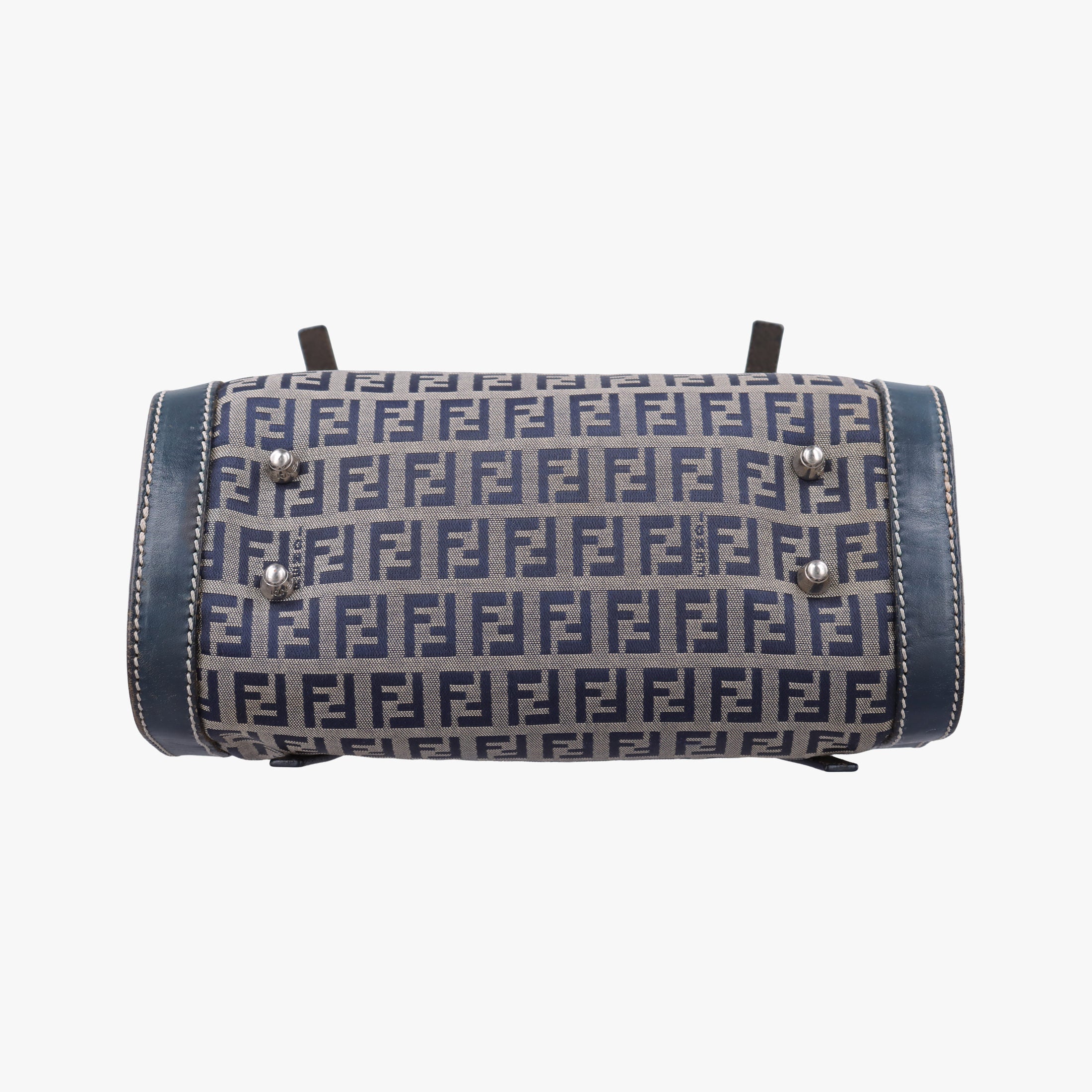 Pre-owned Fendi Zucchino Navy canvas×leather 16558 handbag | stylenewstar