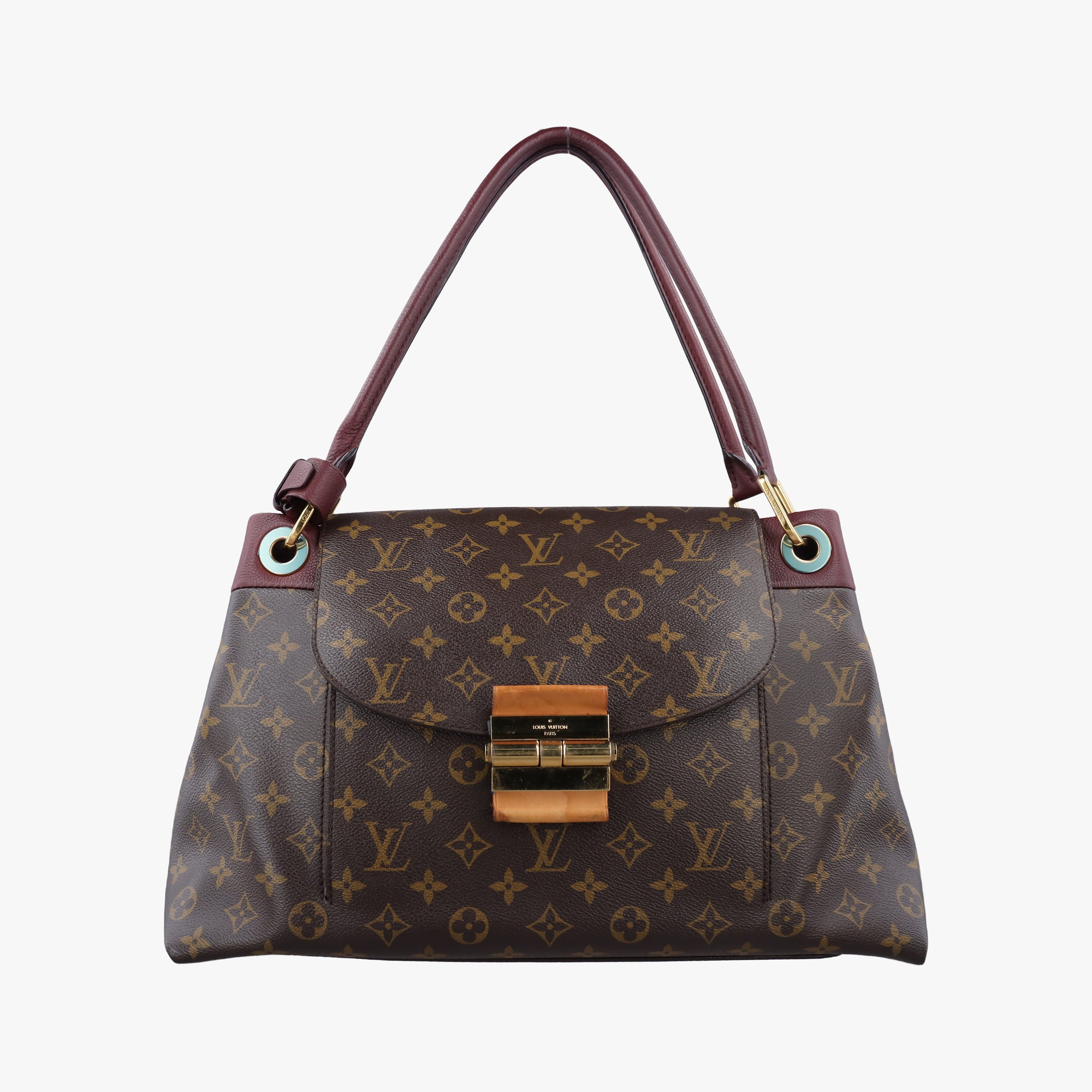 Pre-owned Louis Vuitton OLYMPE Brown×QUETSCHE Monogram Canvas×calf leather M40926 handbag | stylenewstar