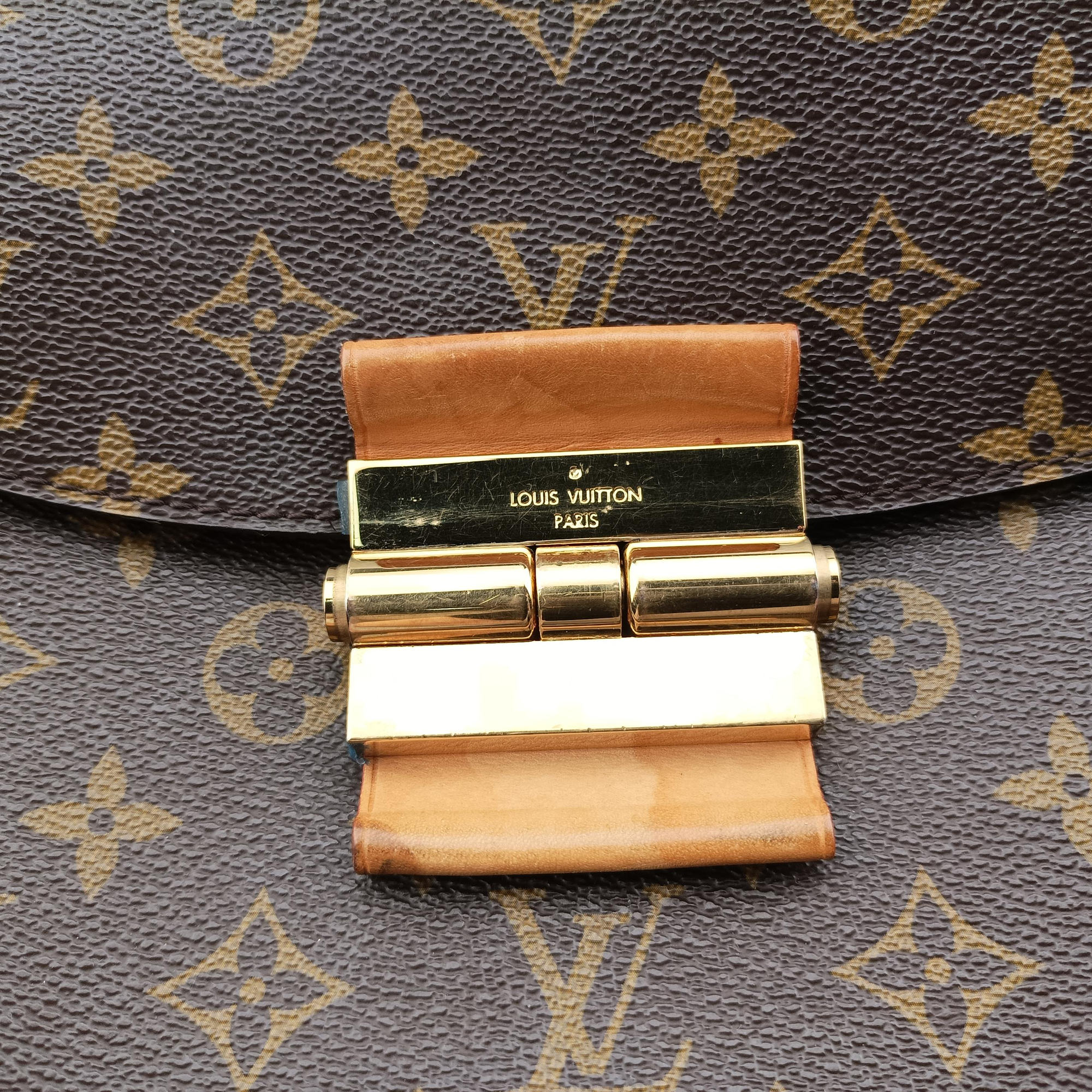 Pre-owned Louis Vuitton OLYMPE Brown×QUETSCHE Monogram Canvas×calf leather M40926 handbag | stylenewstar