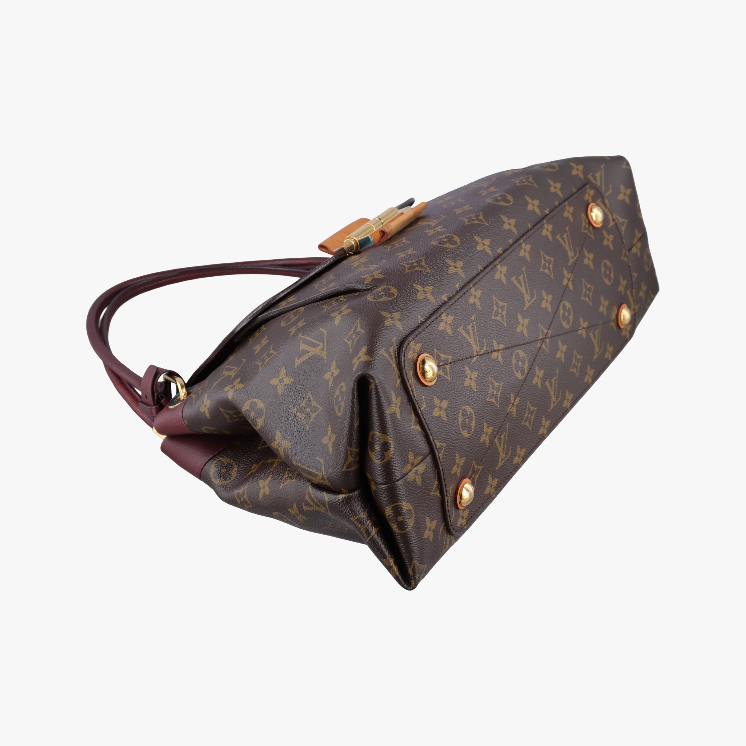 Pre-owned Louis Vuitton OLYMPE Brown×QUETSCHE Monogram Canvas×calf leather M40926 handbag | stylenewstar