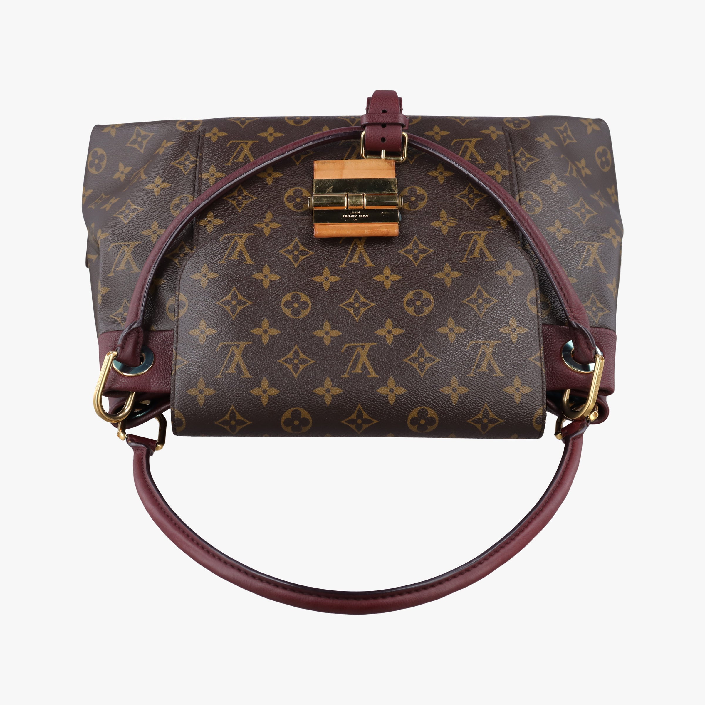 Pre-owned Louis Vuitton OLYMPE Brown×QUETSCHE Monogram Canvas×calf leather M40926 handbag | stylenewstar