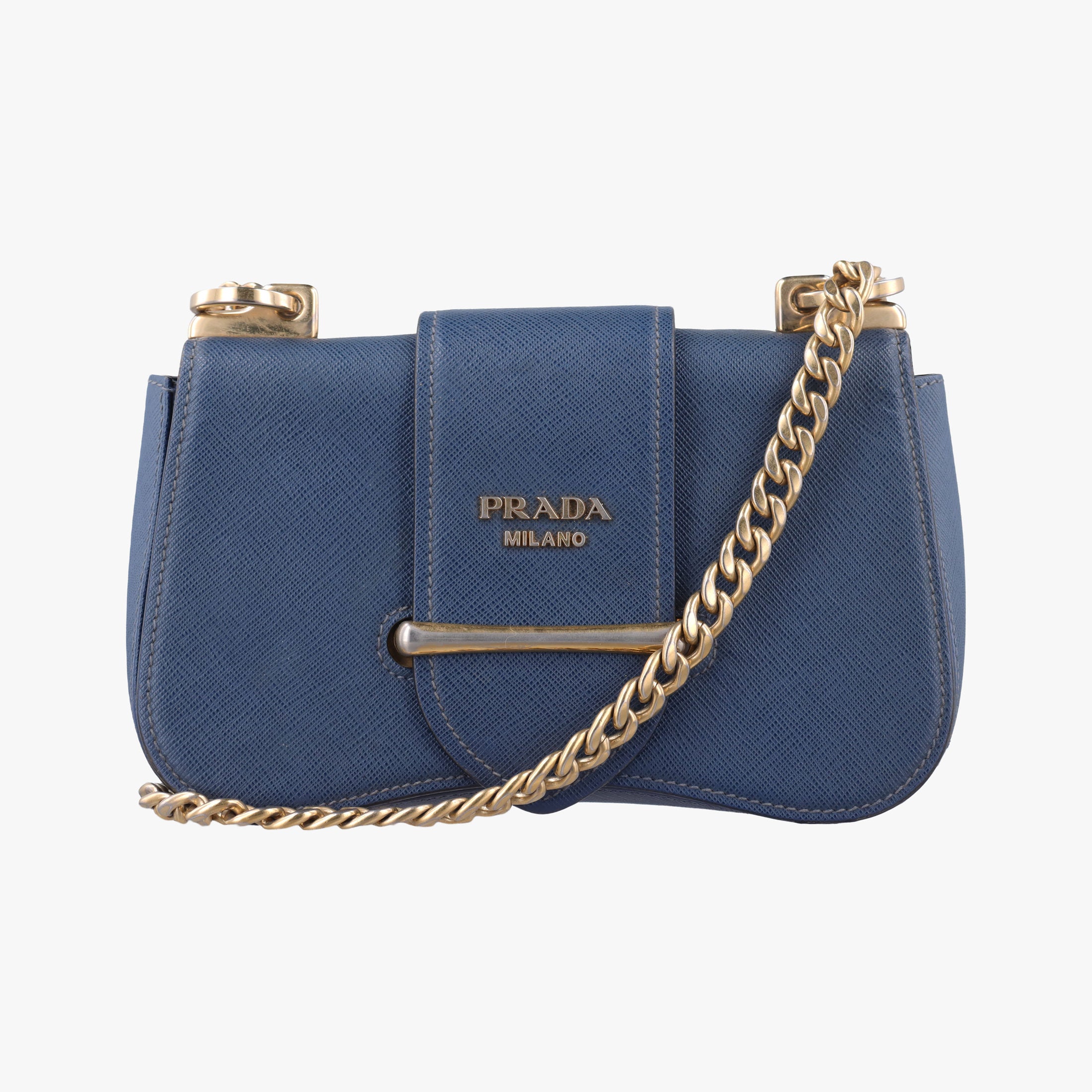 Vintage Prada Sidonie Blue SAFFIANO　Leather 1BD219 shoulderbag | stylenewstar