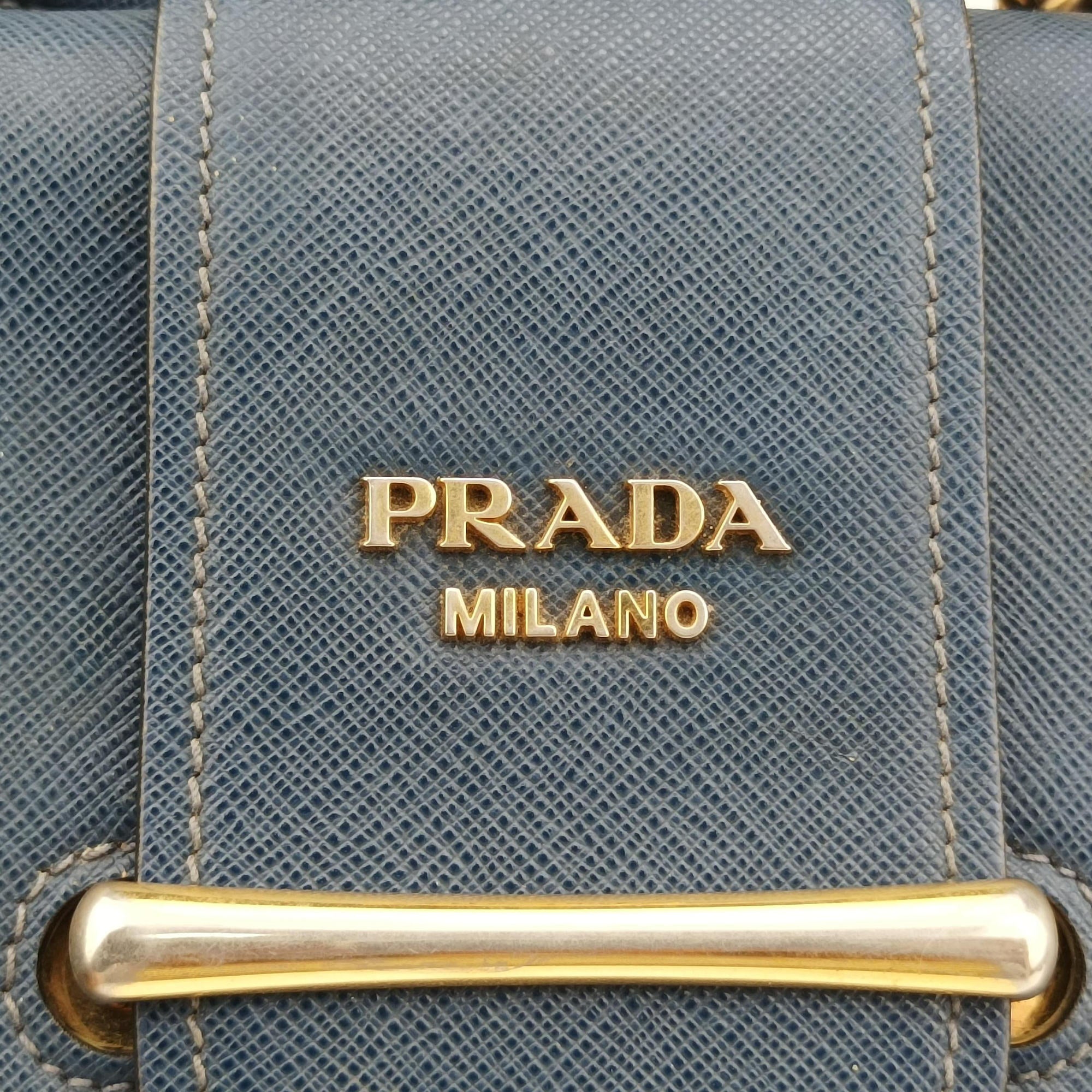 Vintage Prada Sidonie Blue SAFFIANO　Leather 1BD219 shoulderbag | stylenewstar