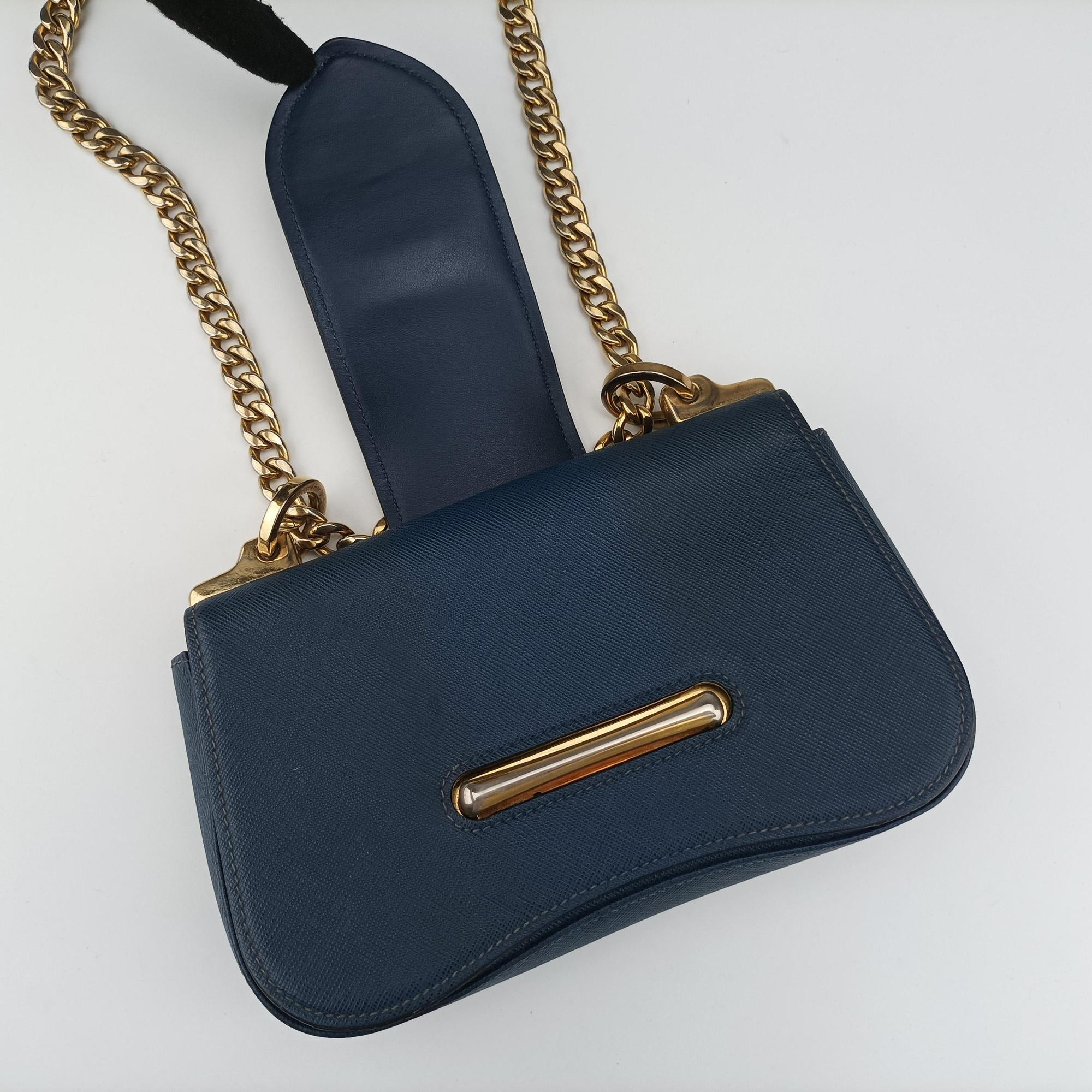Vintage Prada Sidonie Blue SAFFIANO　Leather 1BD219 shoulderbag | stylenewstar