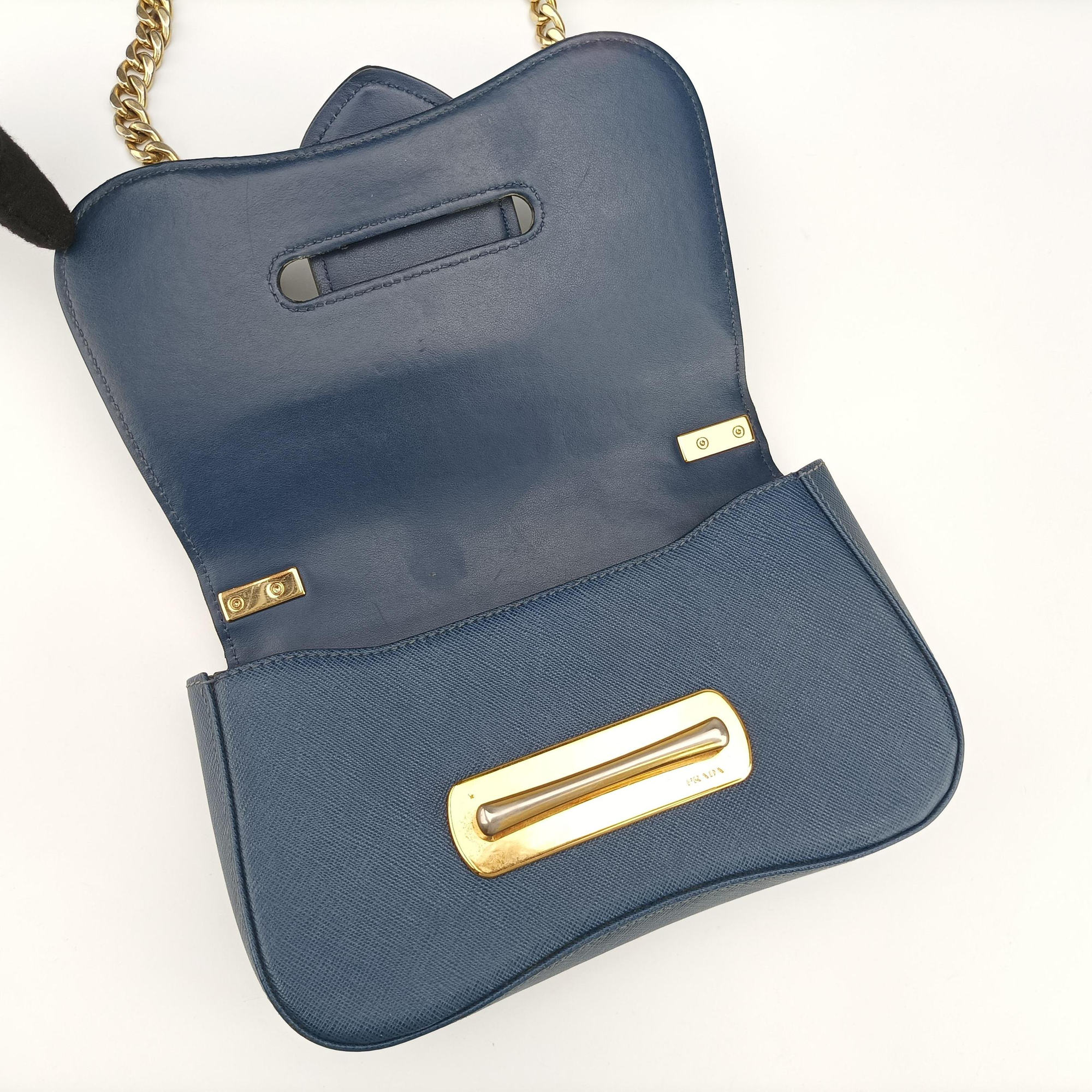 Vintage Prada Sidonie Blue SAFFIANO　Leather 1BD219 shoulderbag | stylenewstar