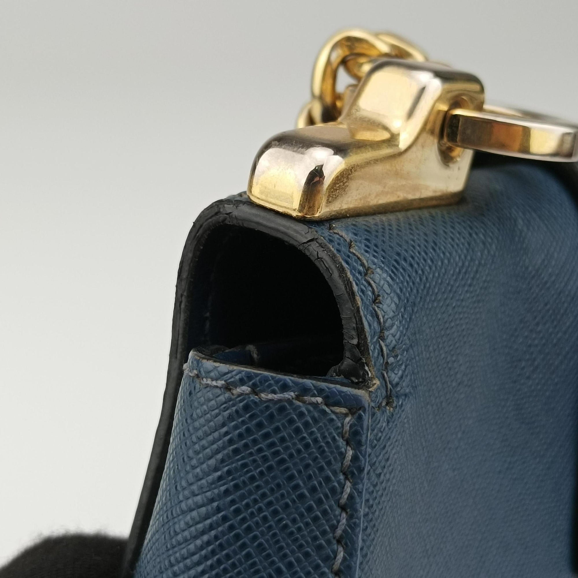 Vintage Prada Sidonie Blue SAFFIANO　Leather 1BD219 shoulderbag | stylenewstar