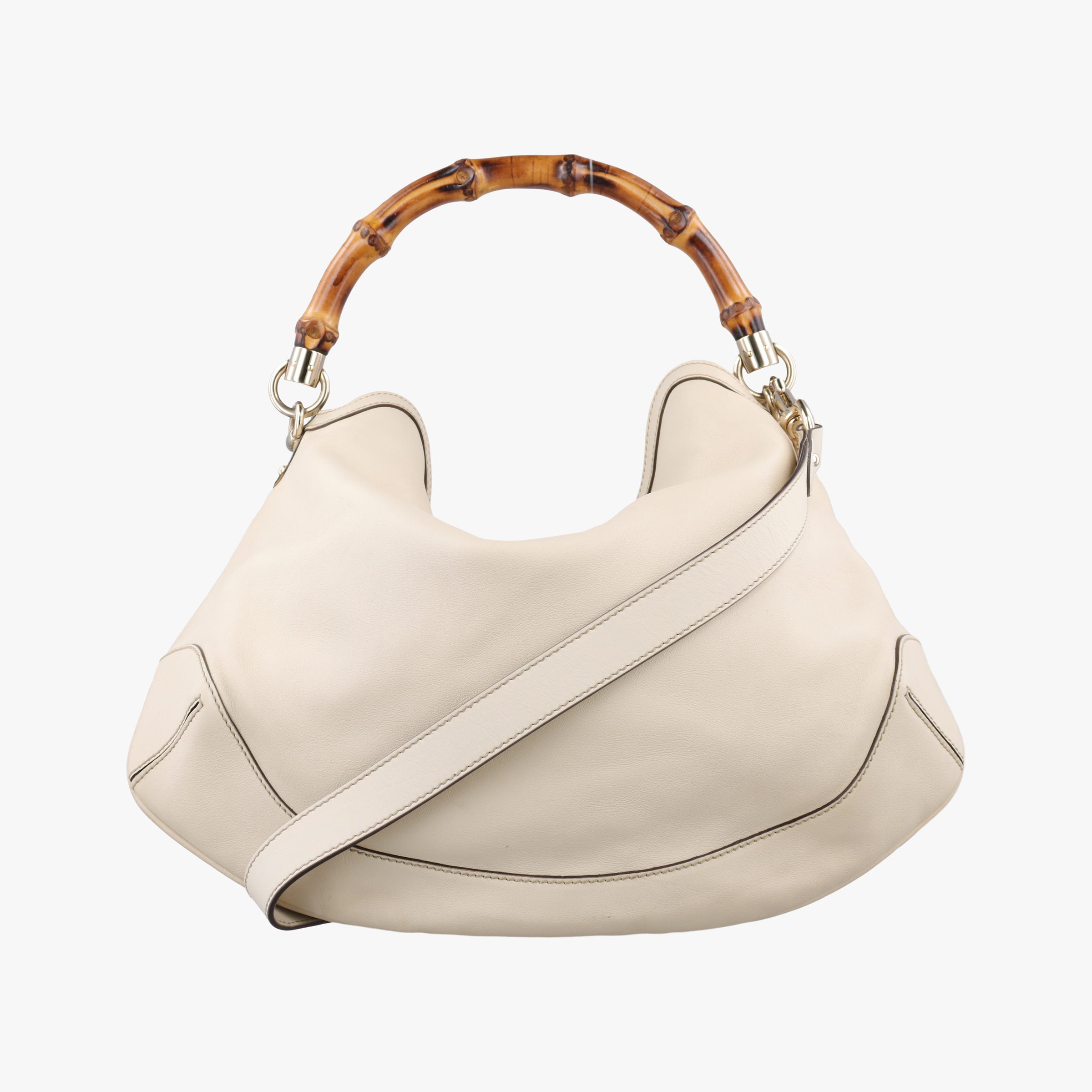 Pre-owned Gucci Bamboo White Leather 169961 shoulderbag | stylenewstar